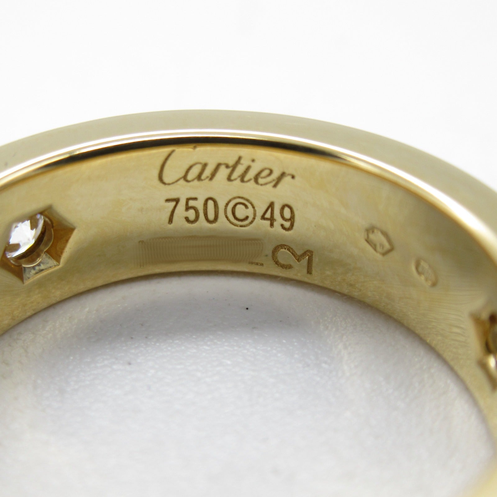 CARTIER 18K黃金Love Ring 3P Diamond Ring戒指Cartier#49/US#5