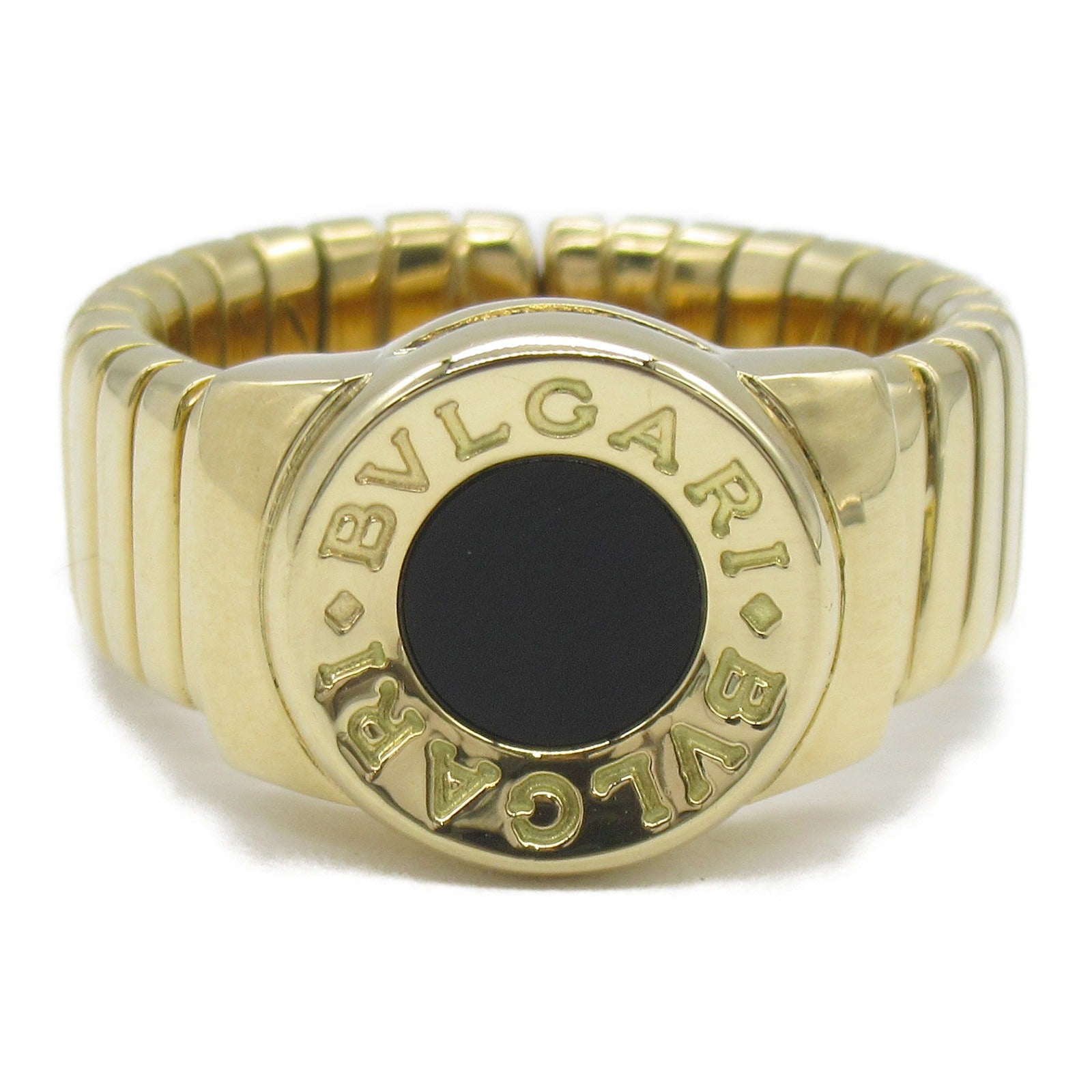 BVLGARI 18K黃金Bvlgari bvlgari Onyx Ring縞瑪瑙戒指US#9/JP#18