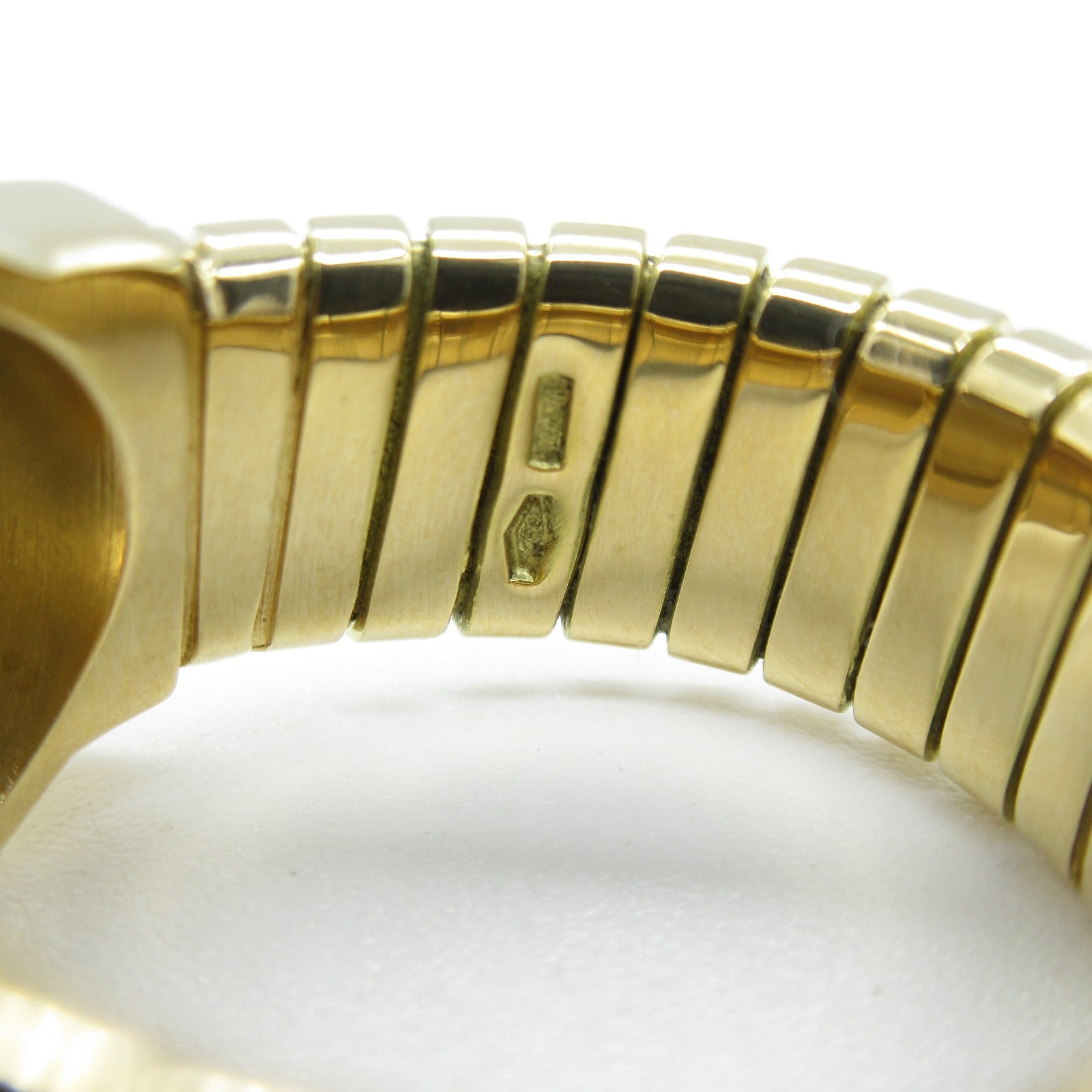 BVLGARI 18K黃金Bvlgari bvlgari Onyx Ring縞瑪瑙戒指US#9/JP#18