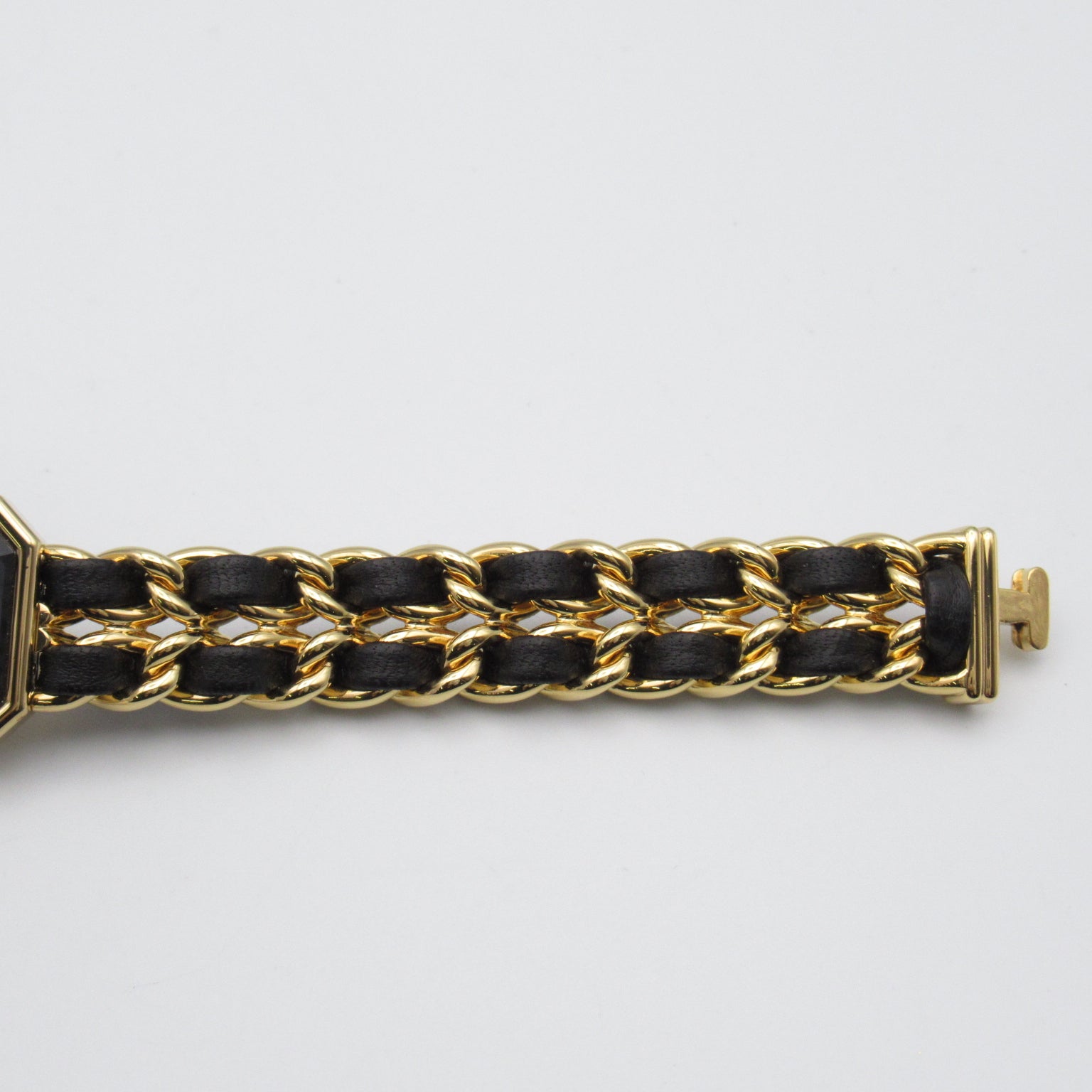 CHANEL Premiere L鍍金/皮革手錶石英機芯黑色