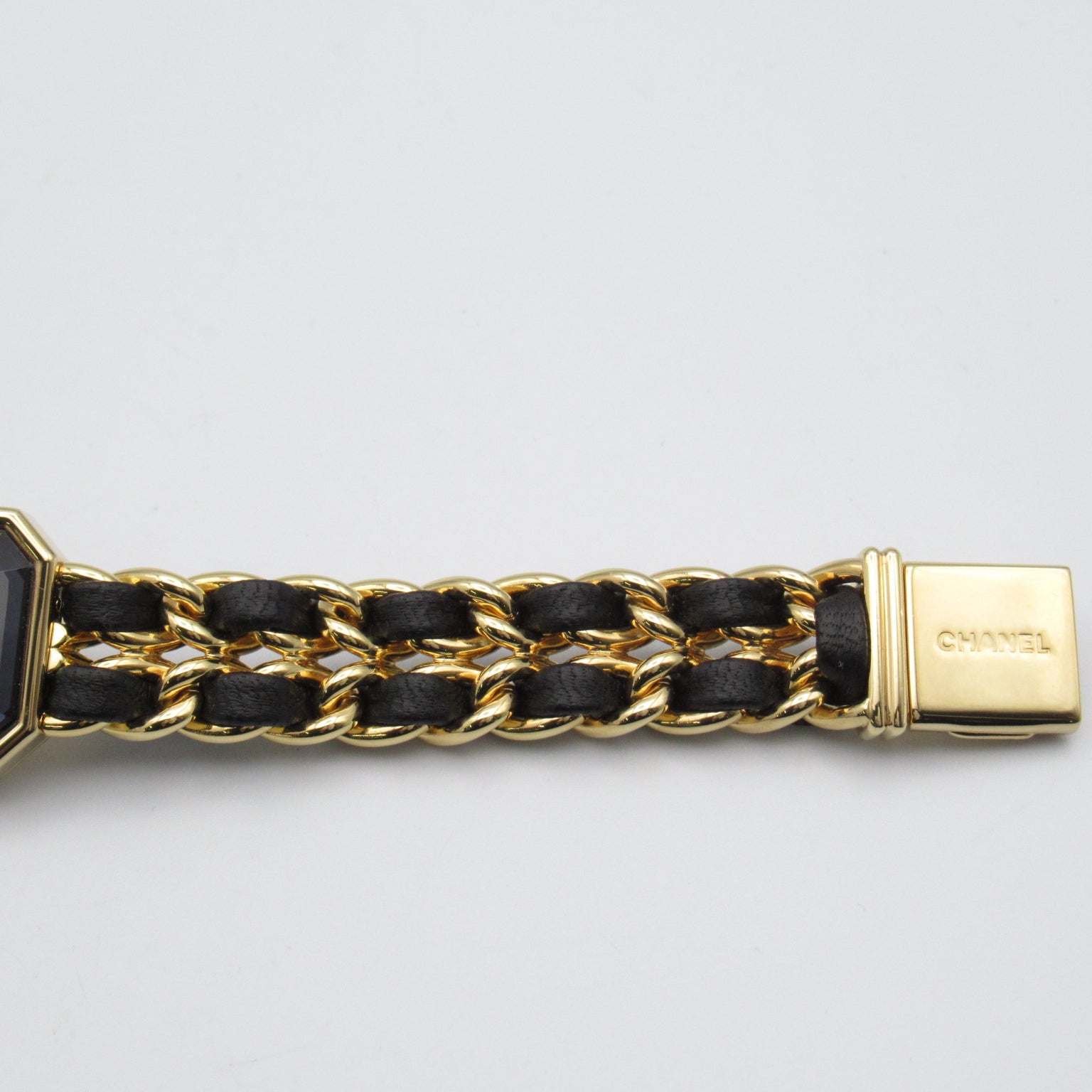 CHANEL Premiere L鍍金/皮革手錶石英機芯黑色