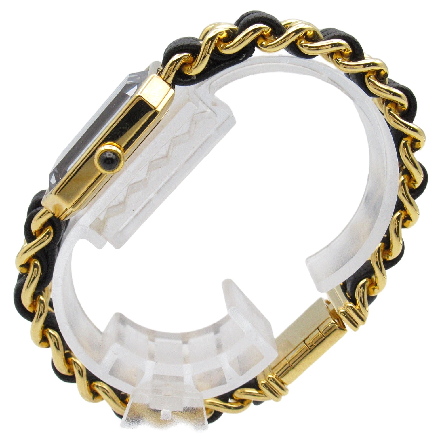 CHANEL Premiere L鍍金/皮革手錶石英機芯黑色
