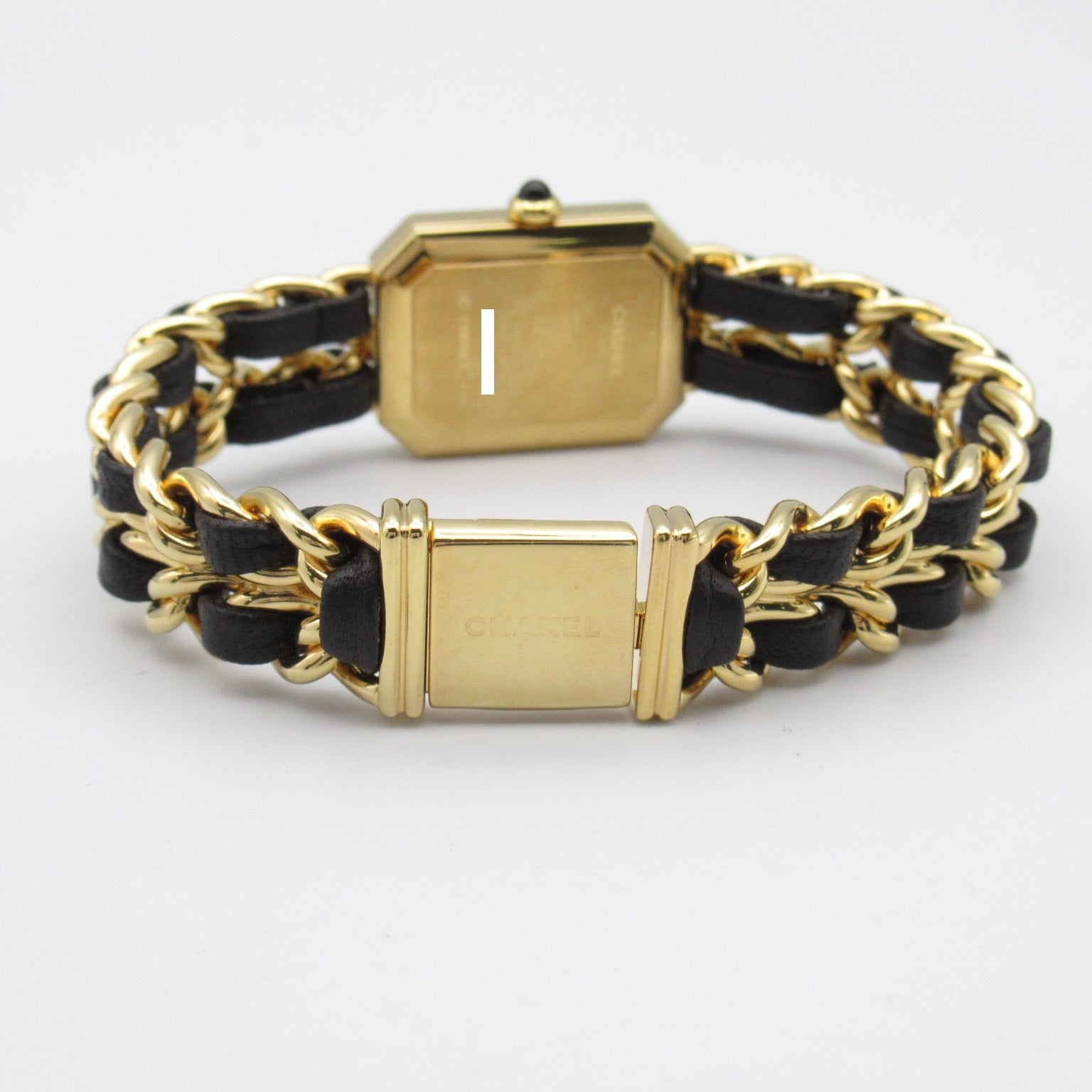 CHANEL Premiere L鍍金/皮革手錶石英機芯黑色