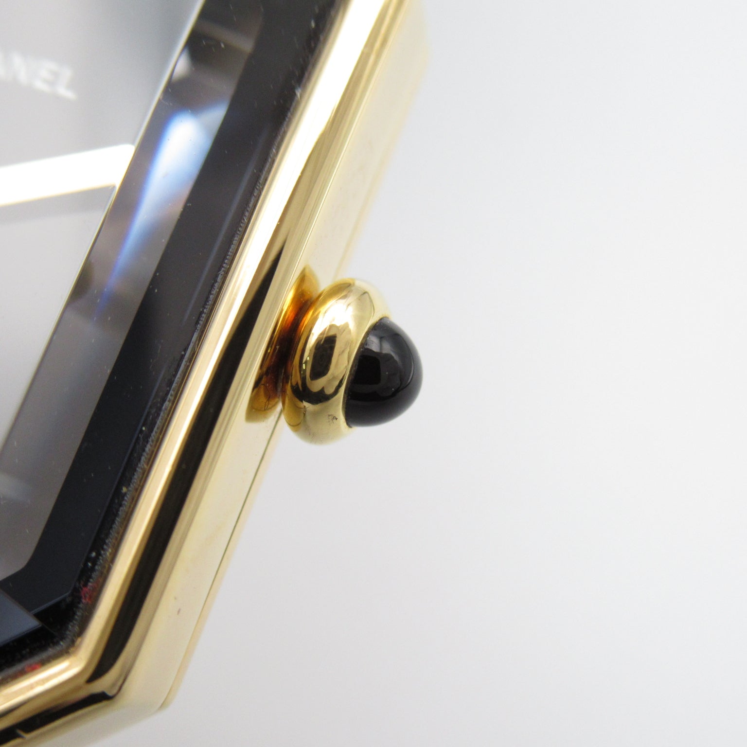 CHANEL Premiere L鍍金/皮革手錶石英機芯黑色