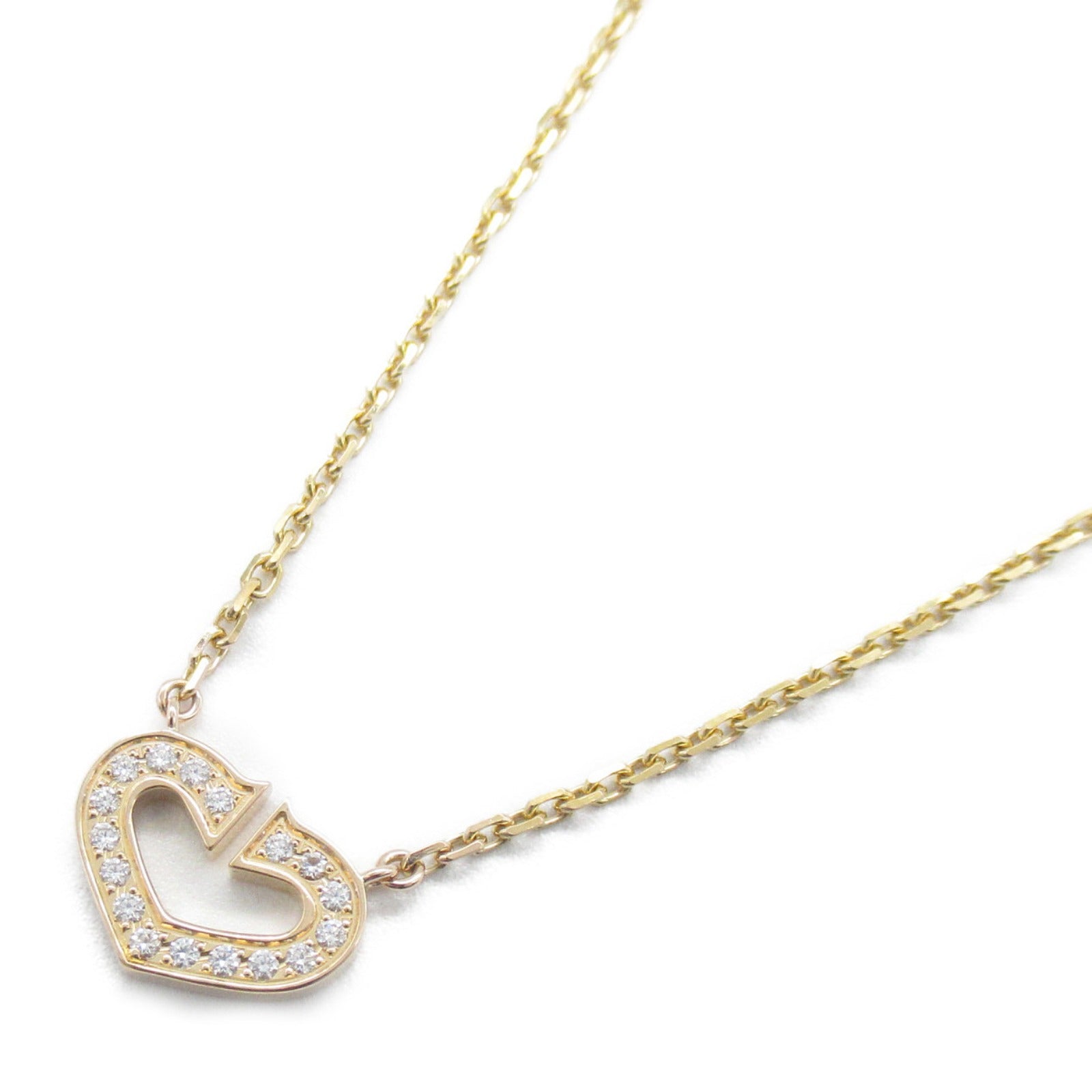 CARTIER 18K玫瑰金C Heart Diamond Necklace鑽石項鍊#38cm