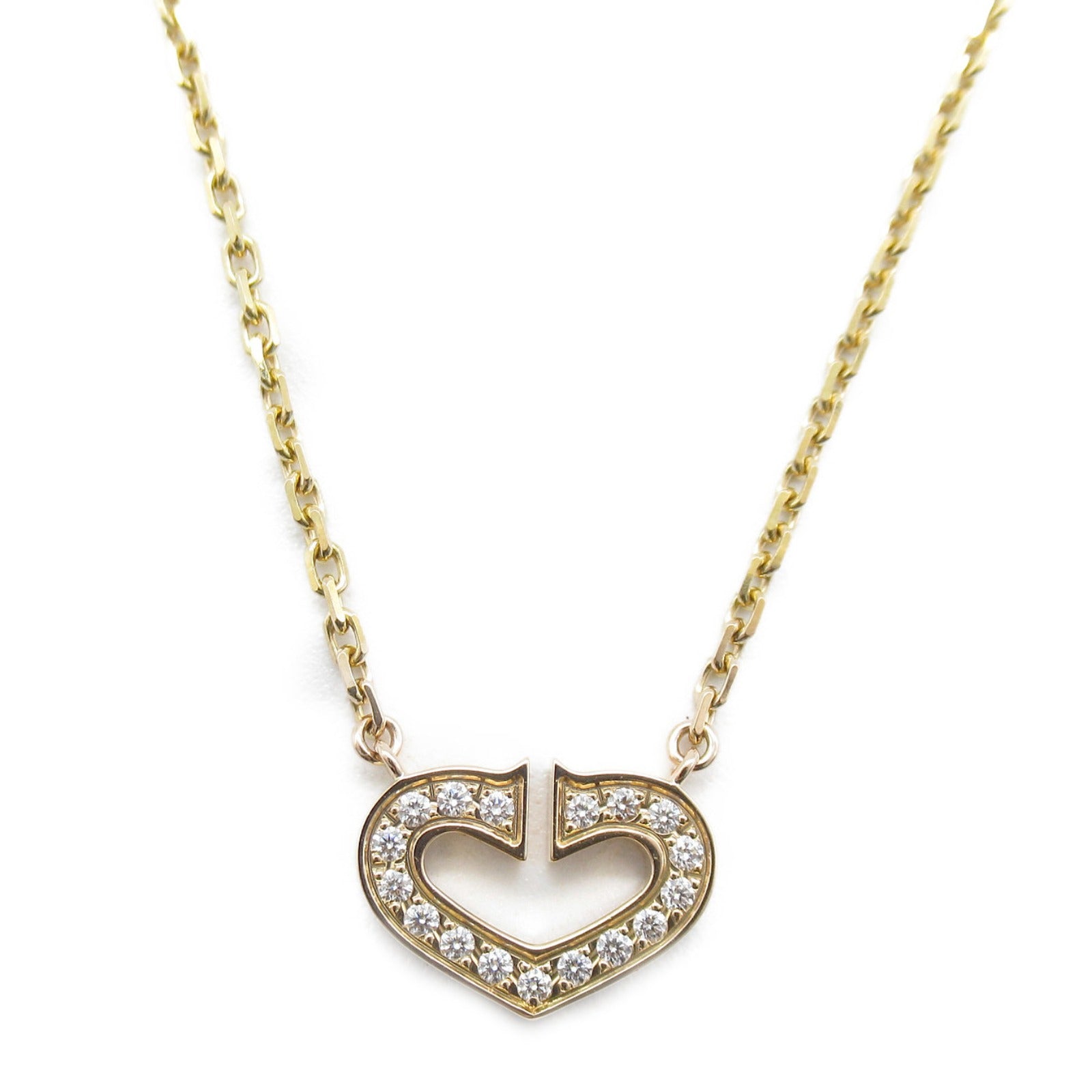 CARTIER 18K玫瑰金C Heart Diamond Necklace鑽石項鍊#38cm