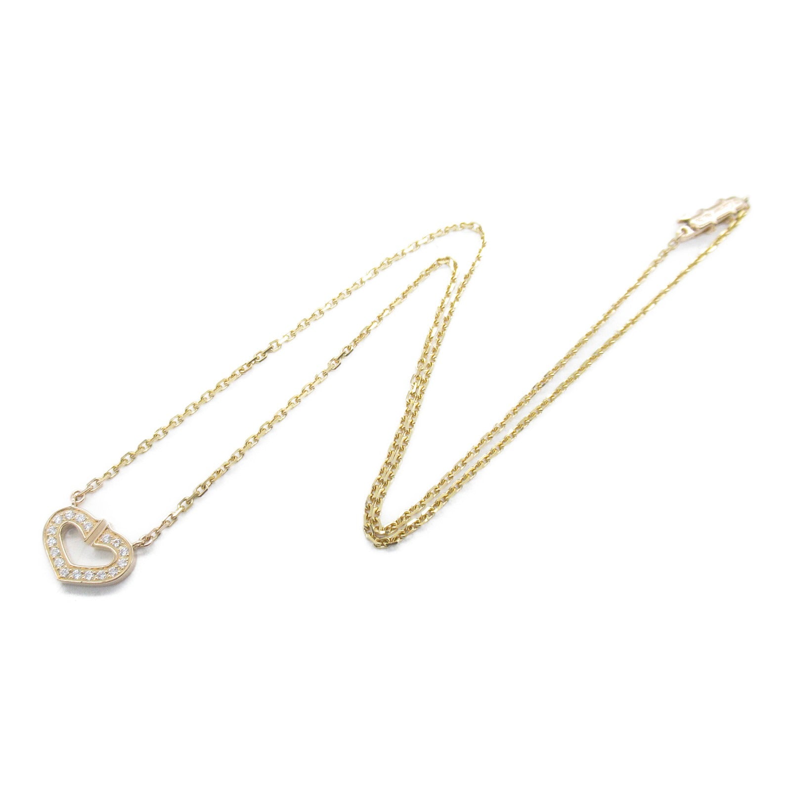 CARTIER 18K玫瑰金C Heart Diamond Necklace鑽石項鍊#38cm