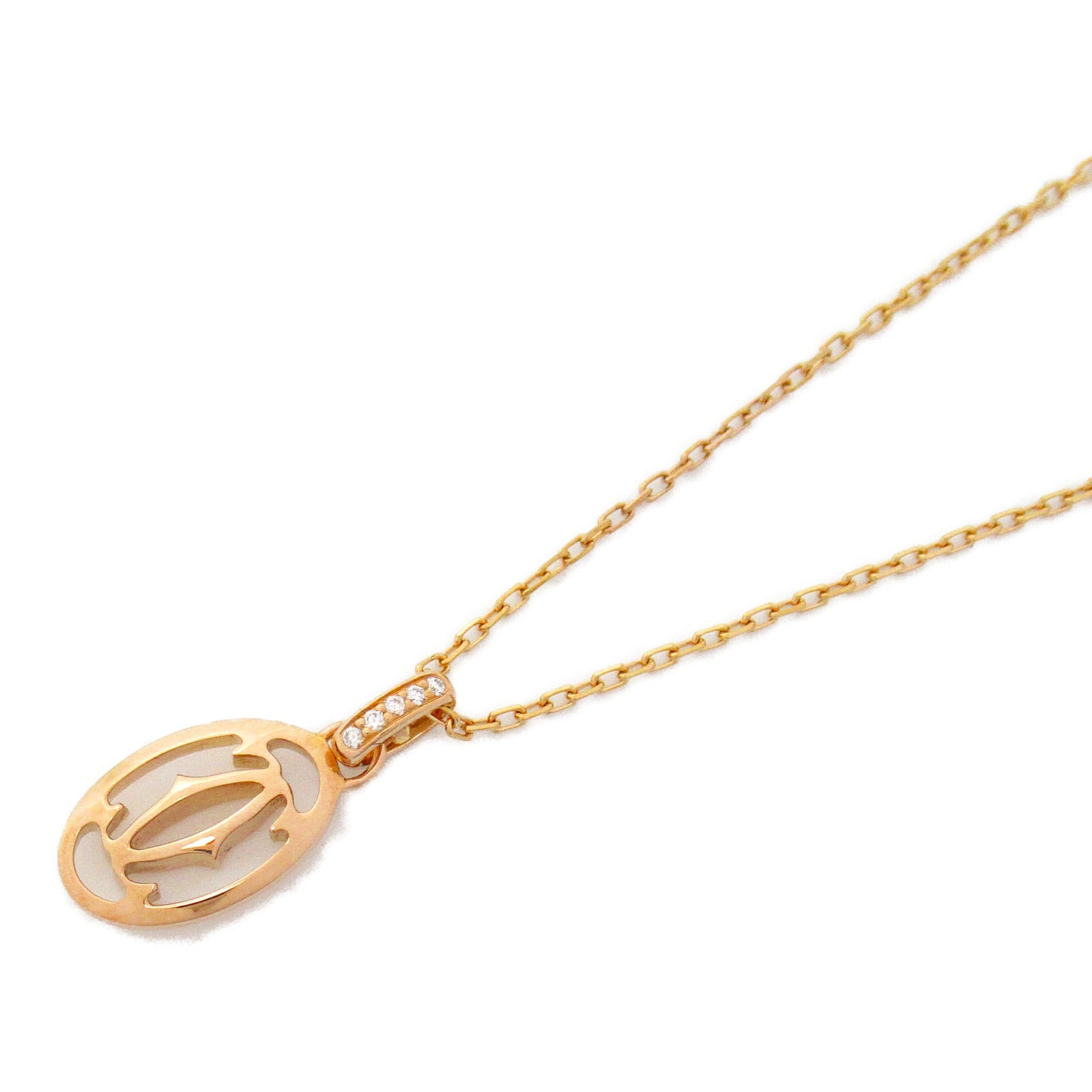 CARTIER 【激減優惠】18K玫瑰金Logo Double C Necklace鑽石項鍊