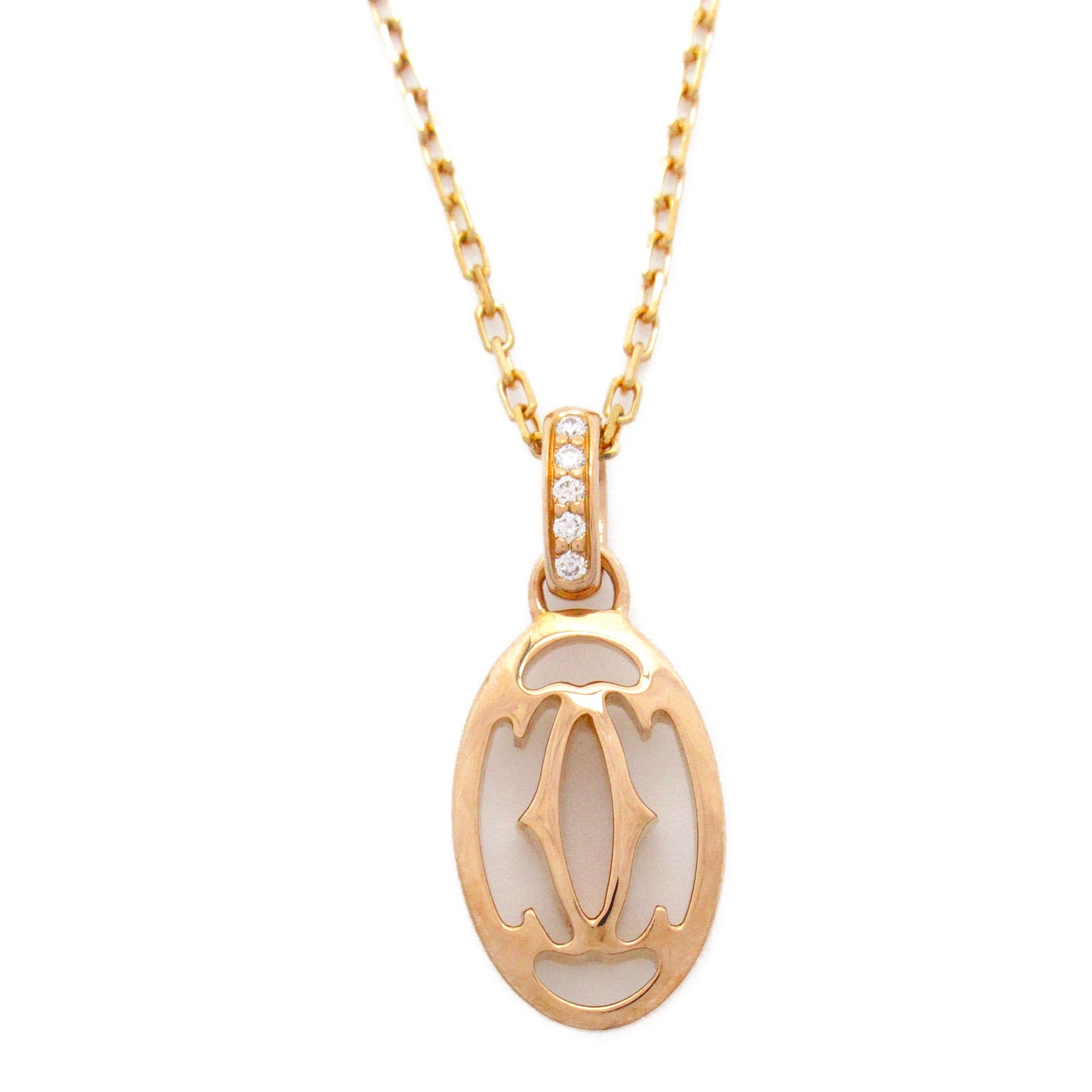 CARTIER 【激減優惠】18K玫瑰金Logo Double C Necklace鑽石項鍊