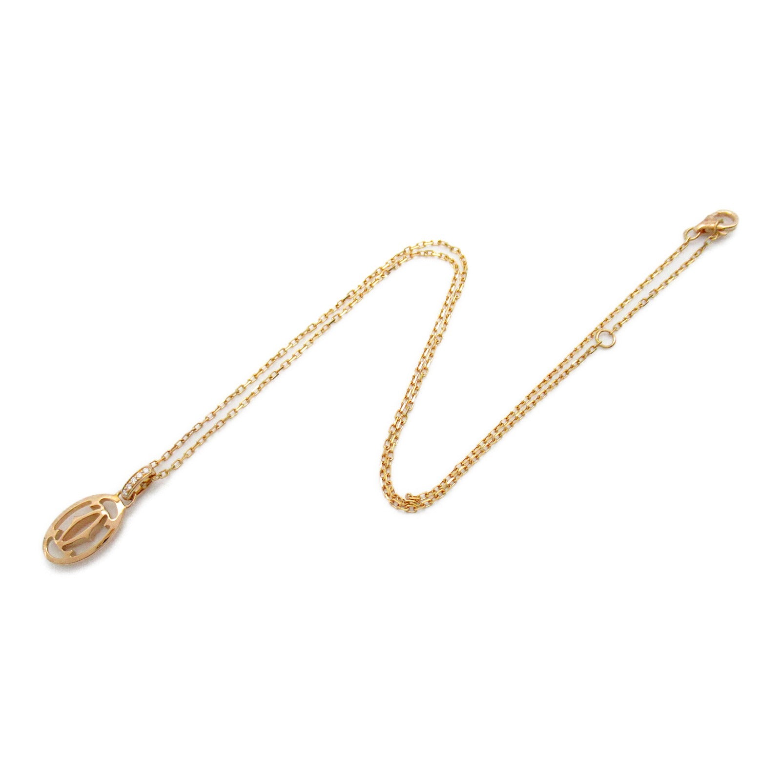 CARTIER 【激減優惠】18K玫瑰金Logo Double C Necklace鑽石項鍊