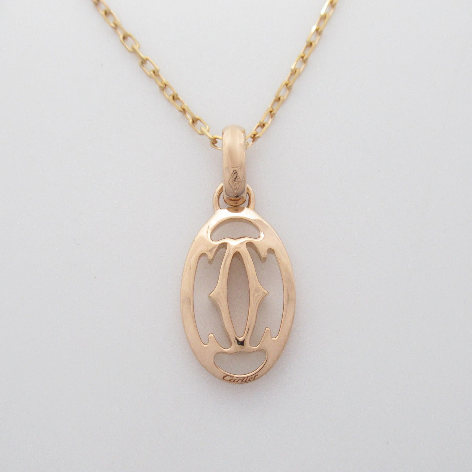CARTIER 【激減優惠】18K玫瑰金Logo Double C Necklace鑽石項鍊