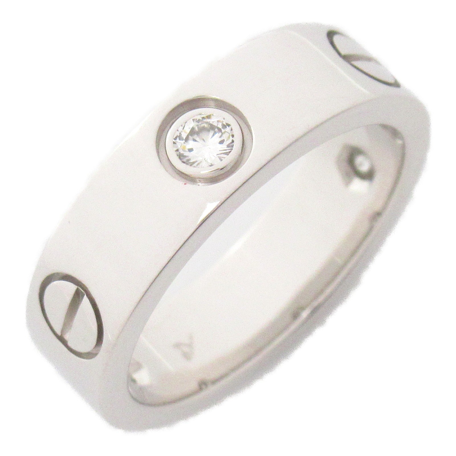 CARTIER 18K白金Love 3P Diamond Ring戒指US#6/Cartier#52