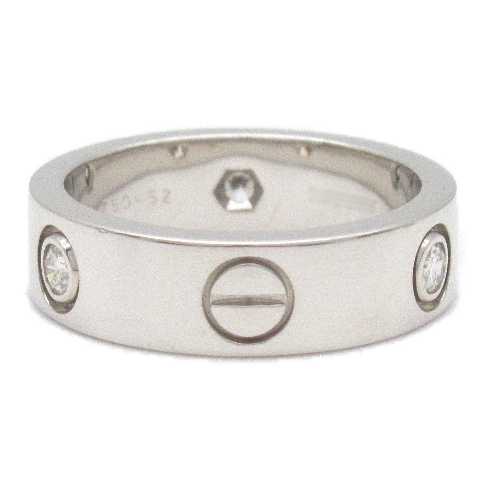 CARTIER 18K白金Love 3P Diamond Ring戒指US#6/Cartier#52