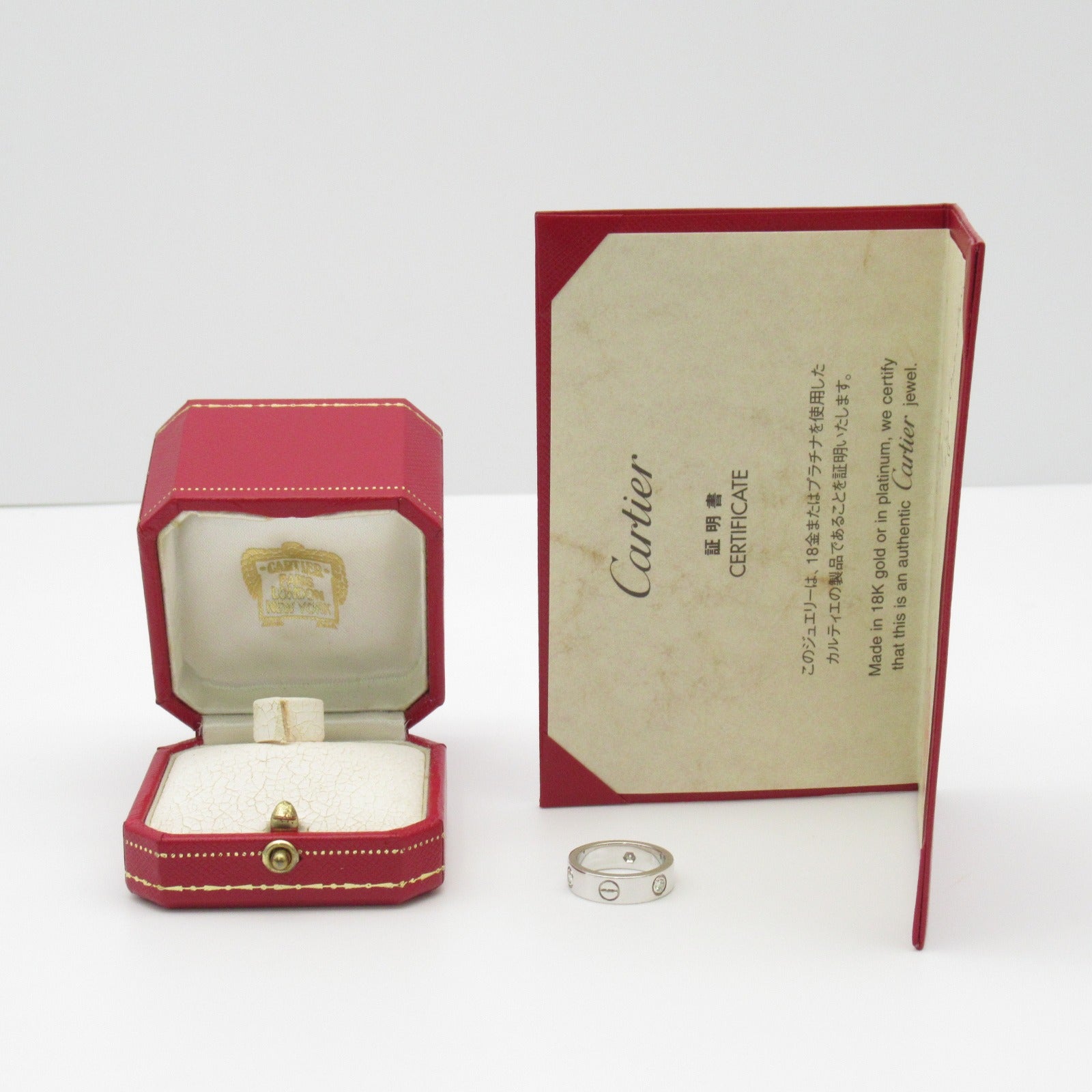 CARTIER 18K白金Love 3P Diamond Ring戒指US#6/Cartier#52
