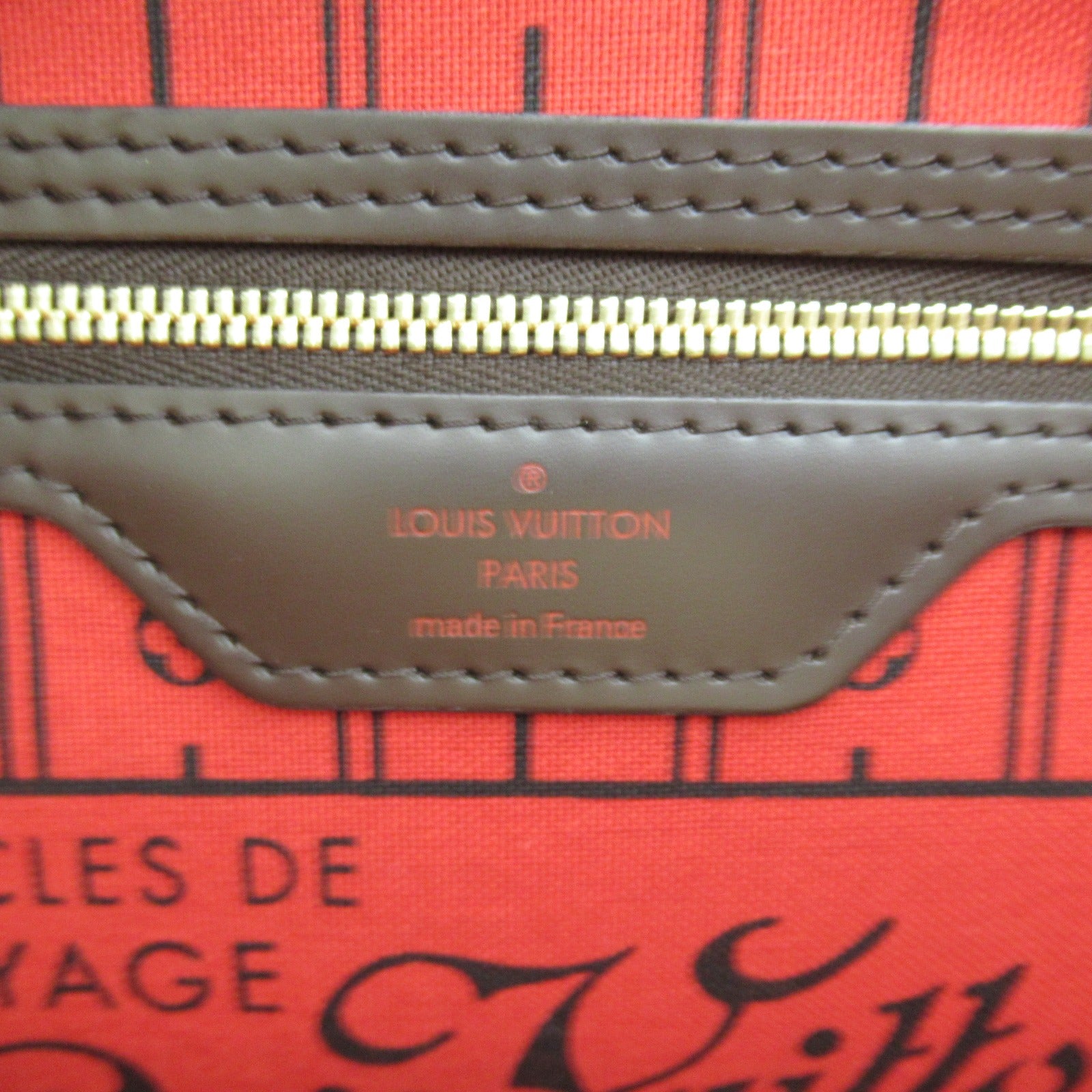 LOUIS VUITTON Damier Neverfull PM金扣手挽袋啡色