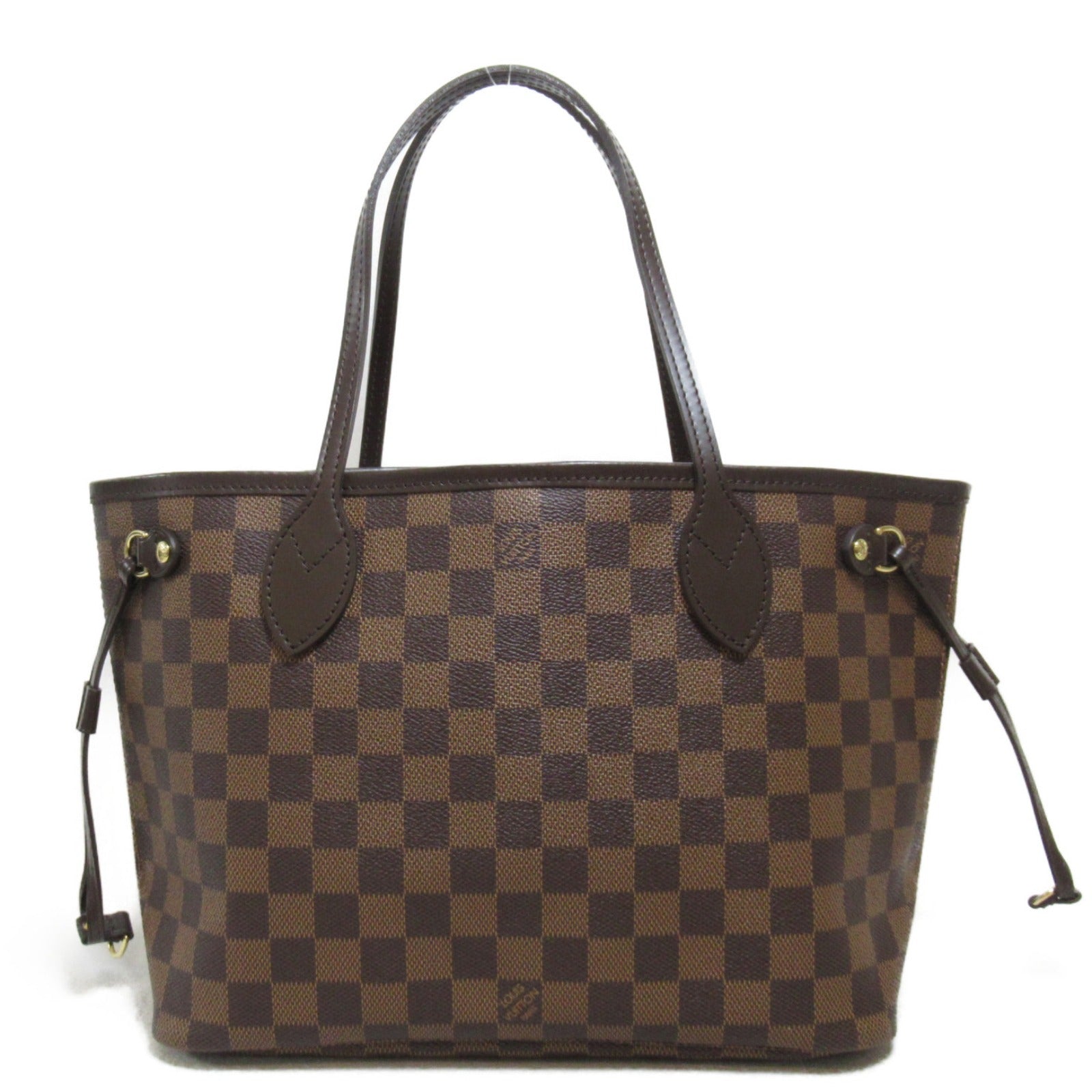 LOUIS VUITTON Damier Neverfull PM金扣手挽袋啡色