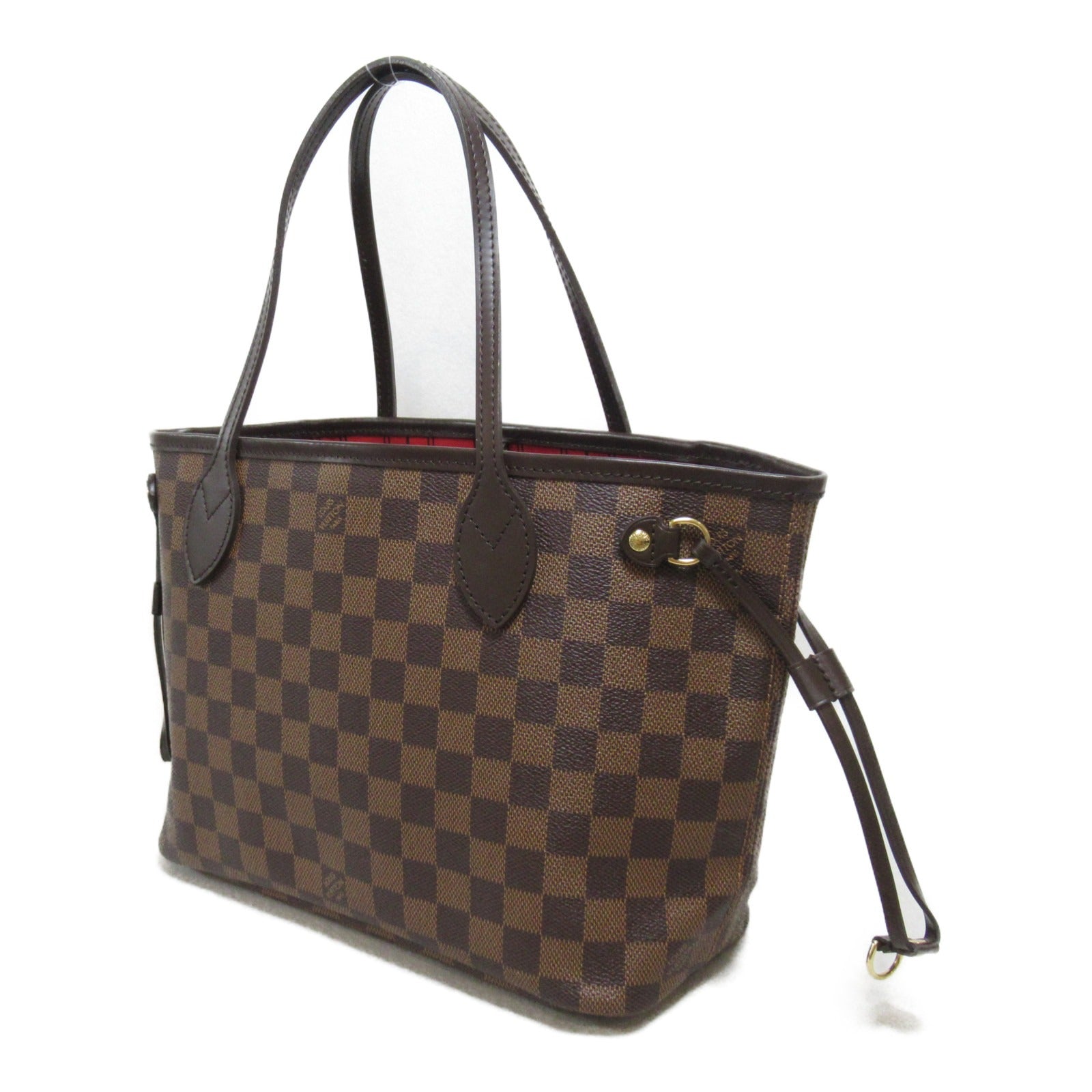 LOUIS VUITTON Damier Neverfull PM金扣手挽袋啡色