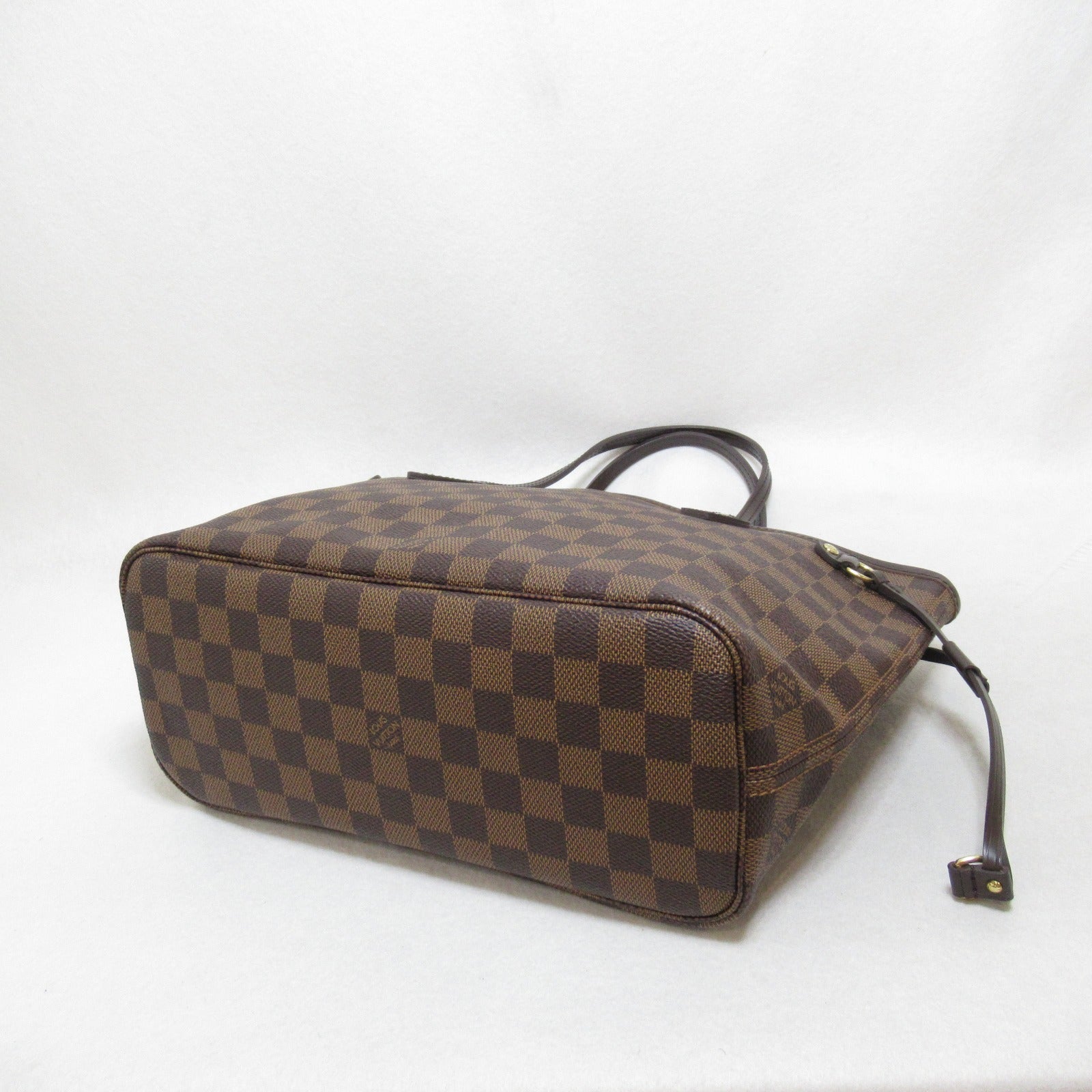 LOUIS VUITTON Damier Neverfull PM金扣手挽袋啡色