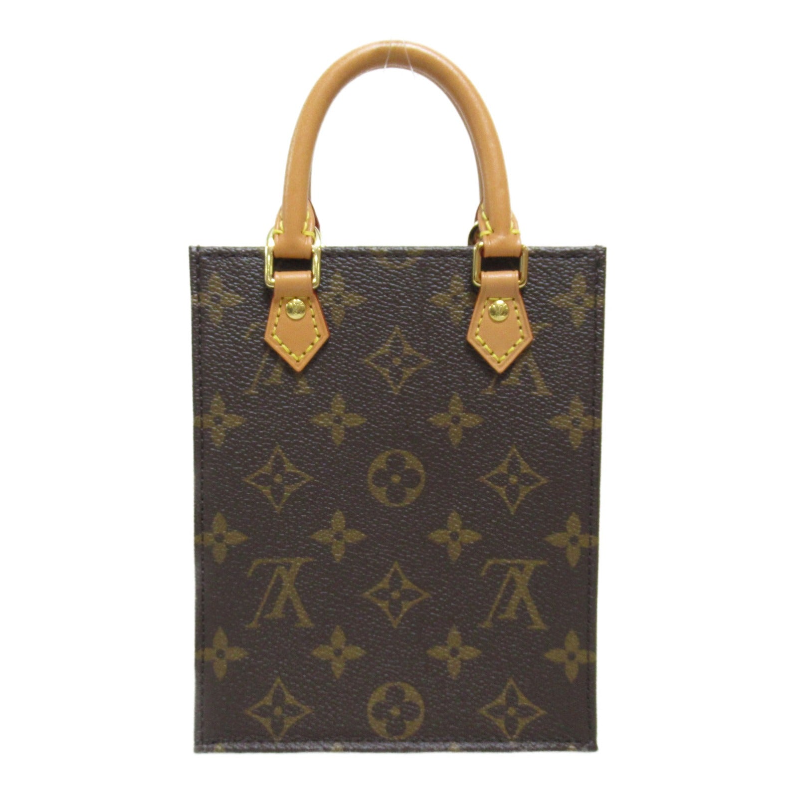 LOUIS VUITTON Monogram Petit Sac Plat金扣手挽肩背兩用袋啡色