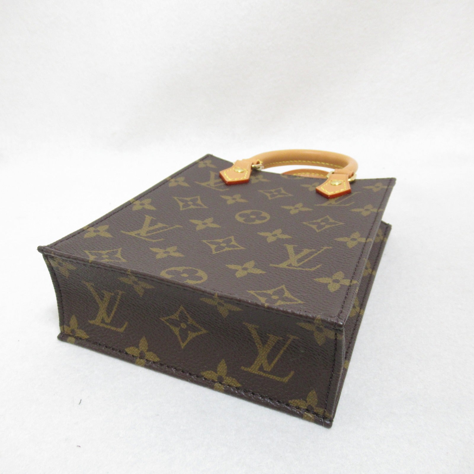LOUIS VUITTON Monogram Petit Sac Plat金扣手挽肩背兩用袋啡色