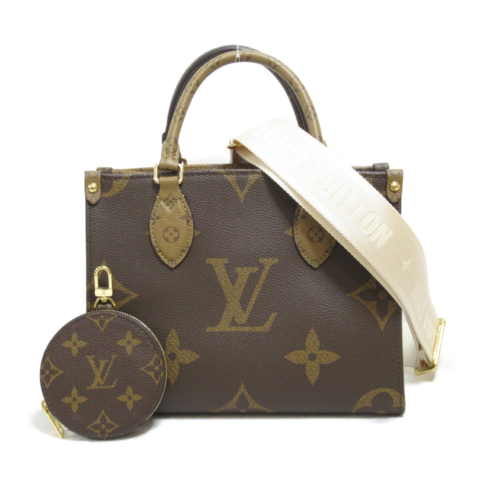 LOUIS VUITTON 【激減優惠】Monogram Reverse OnTheGo PM金扣手挽肩背兩用袋啡色
