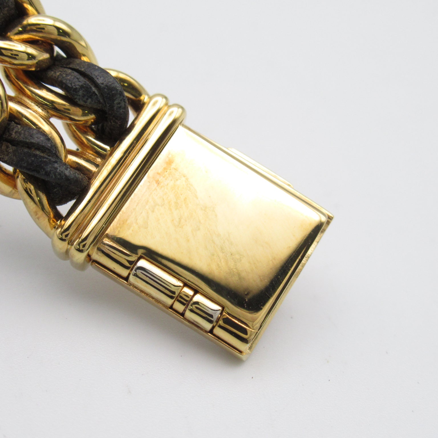 CHANEL Premiere L鍍金/皮革手錶石英機芯黑色