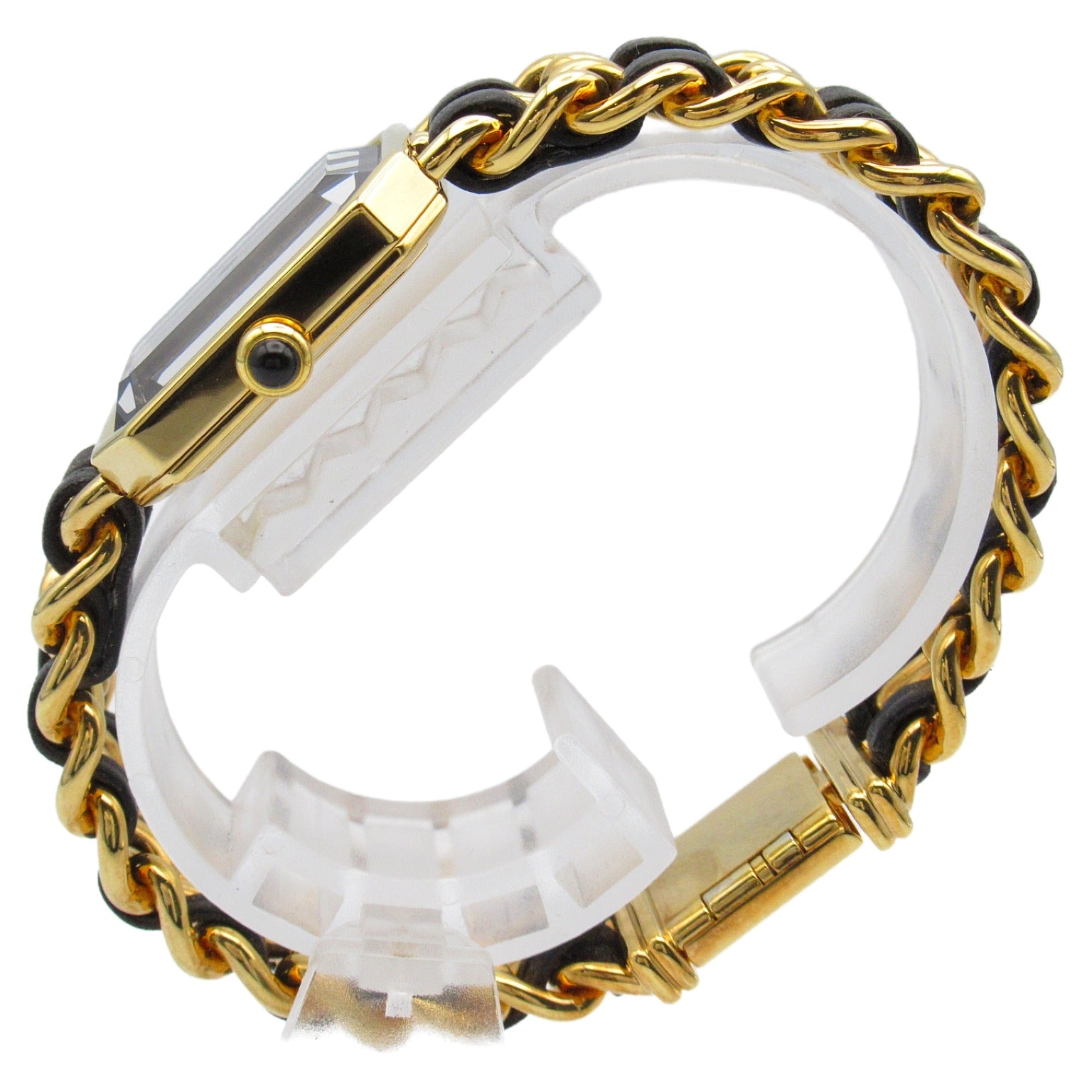 CHANEL Premiere L鍍金/皮革手錶石英機芯黑色