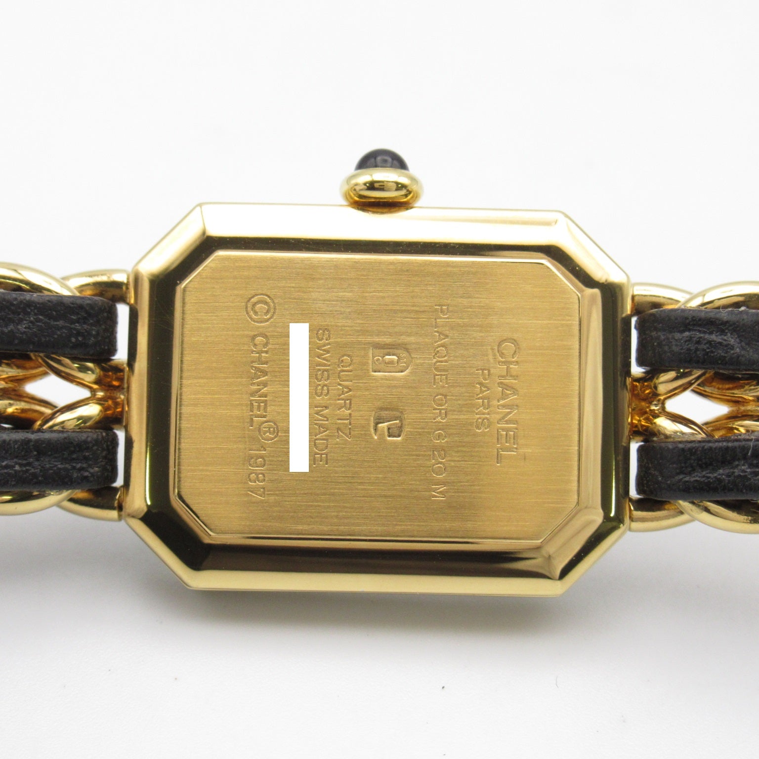 CHANEL Premiere L鍍金/皮革手錶石英機芯黑色