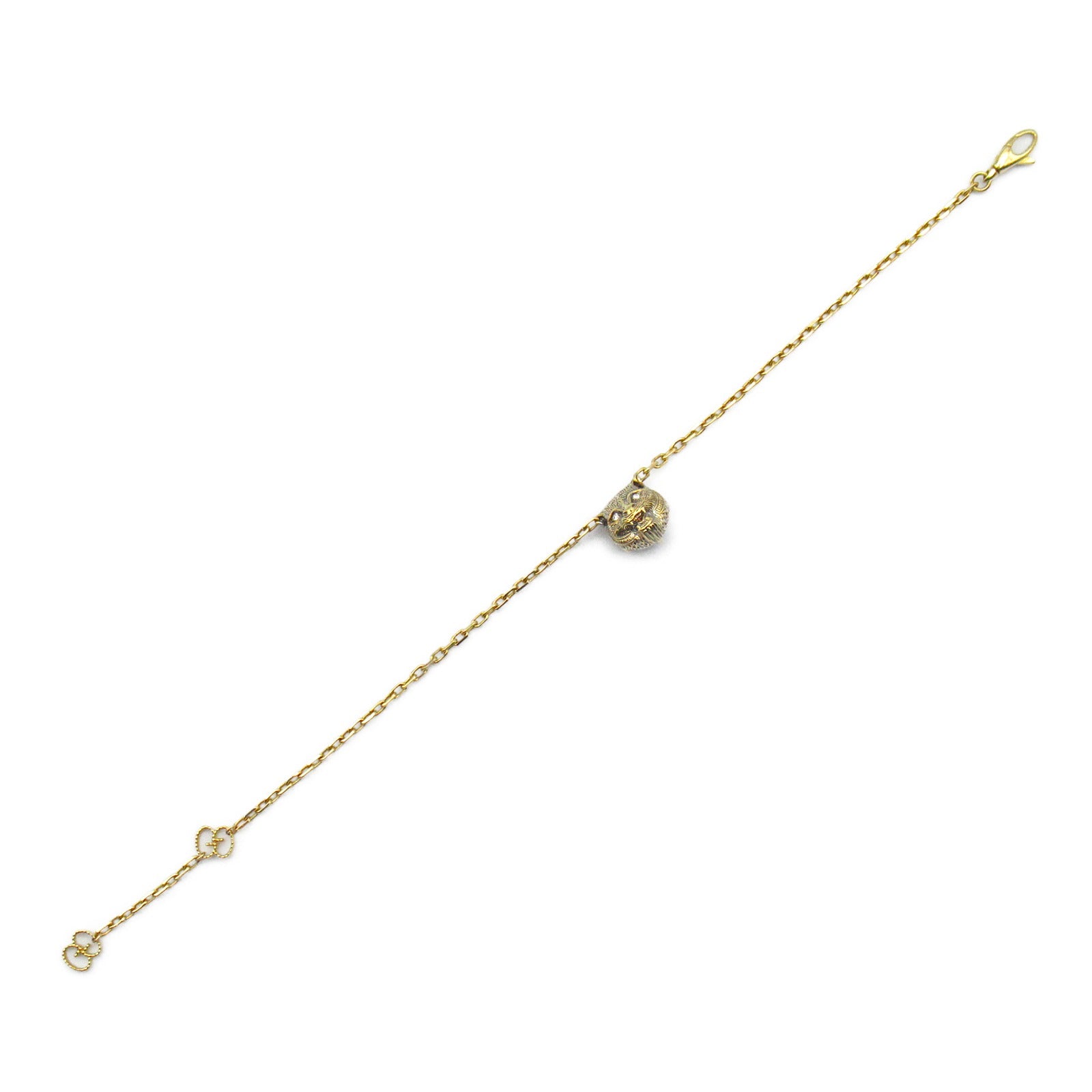 GUCCI (PRICE DOWN) GG Onyx Diamond Bracelet 18K Yellow Gold