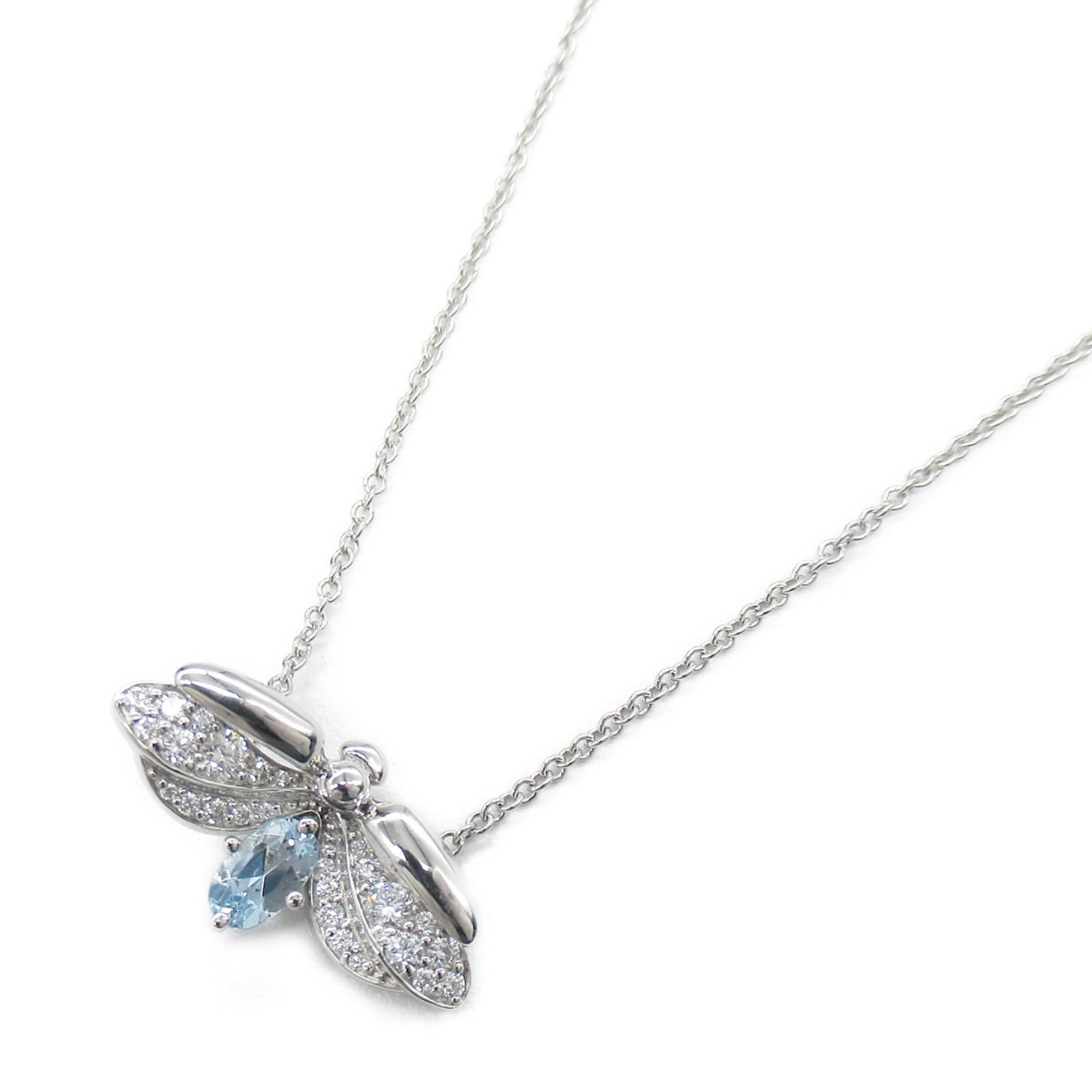 TIFFANY＆CO PT950鉑金Firefly Aquamarine Diamond Necklace藍晶/鑽石項鍊