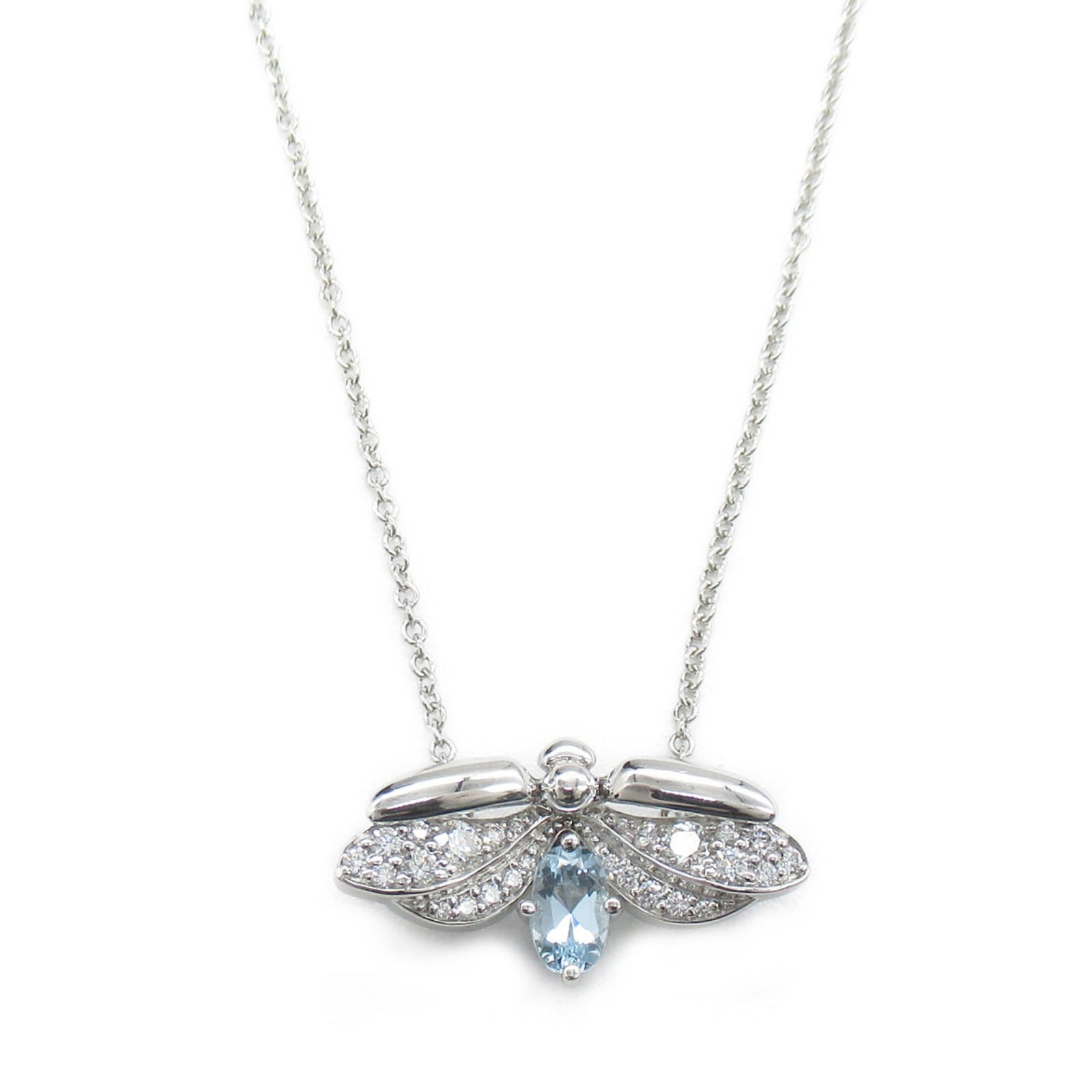 TIFFANY＆CO PT950鉑金Firefly Aquamarine Diamond Necklace藍晶/鑽石項鍊