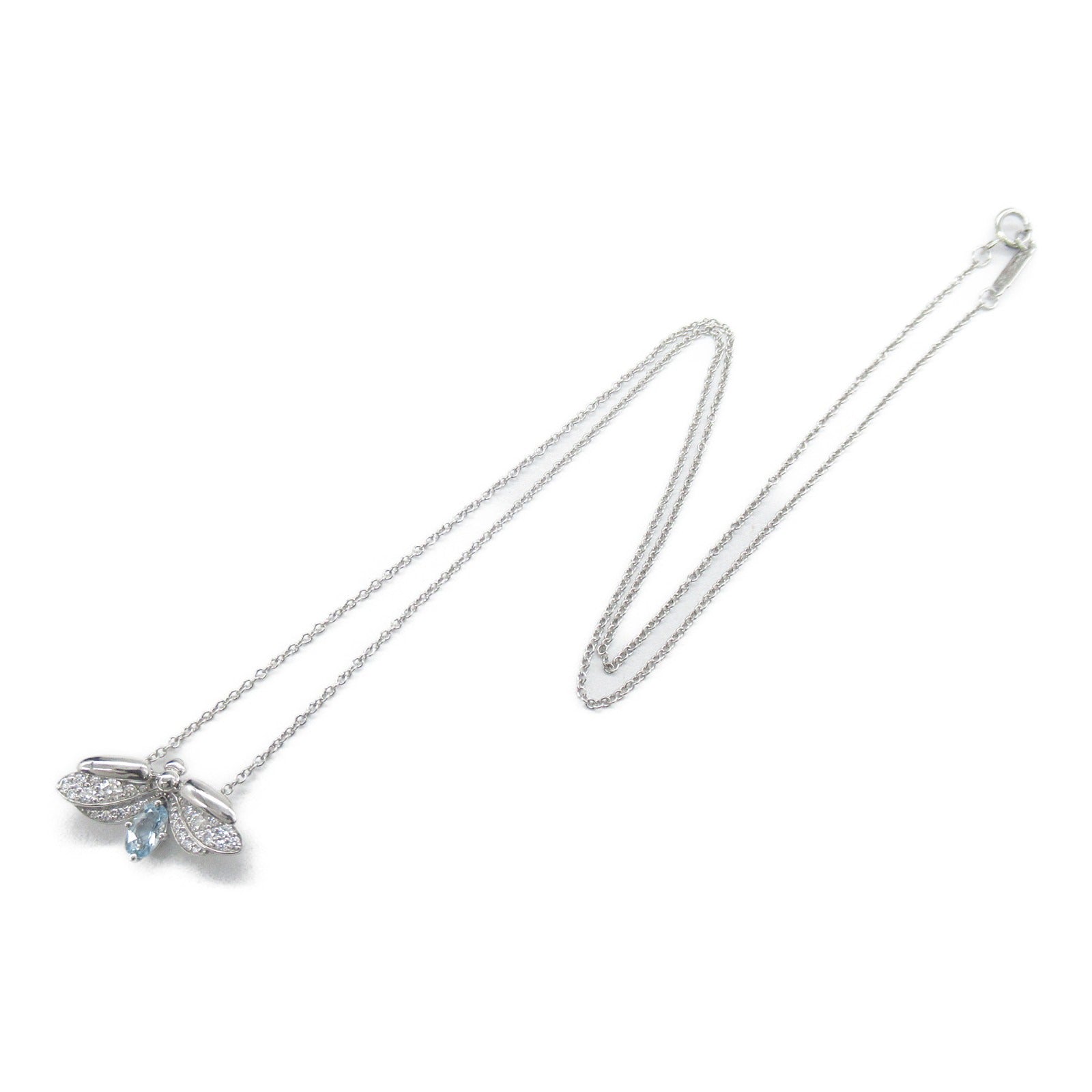 TIFFANY＆CO PT950鉑金Firefly Aquamarine Diamond Necklace藍晶/鑽石項鍊