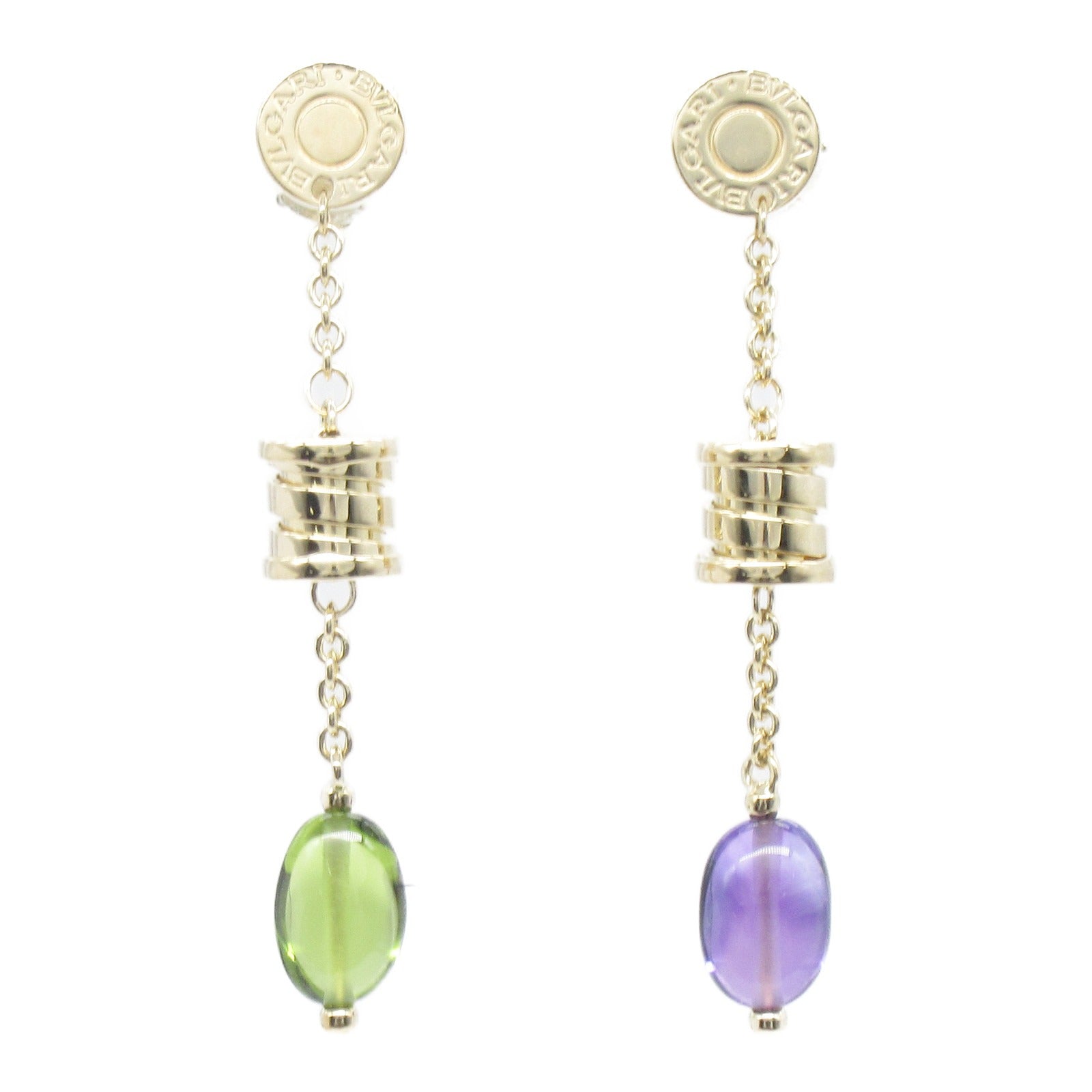 BVLGARI 18K黃金B-zero1 Element Ameji Earrings耳環紫色/綠色