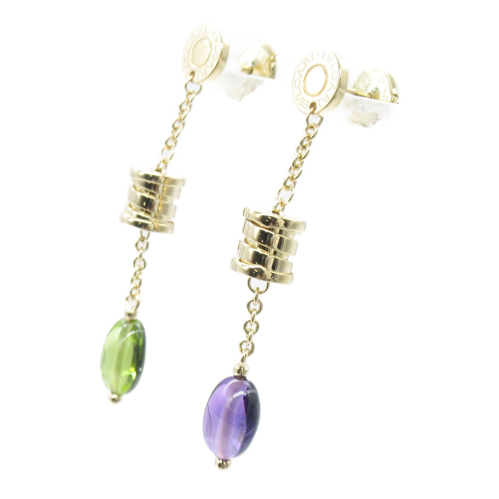 BVLGARI 18K黃金B-zero1 Element Ameji Earrings耳環紫色/綠色