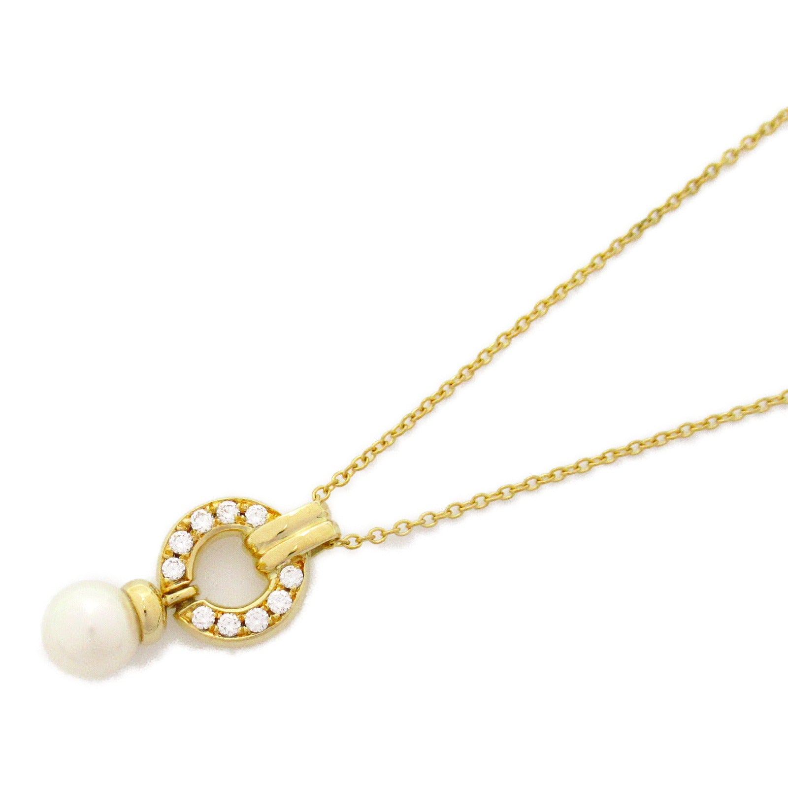 TIFFANY＆CO 【激減優惠】18K黃金Door Knock Pearl Diamond Necklace珍珠/鑽石項鍊