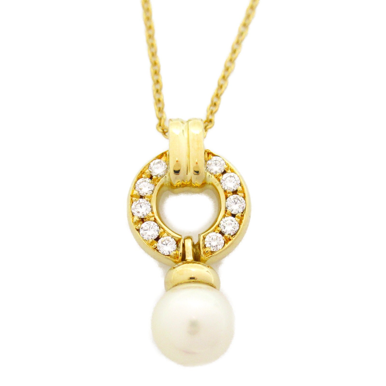 TIFFANY＆CO 【激減優惠】18K黃金Door Knock Pearl Diamond Necklace珍珠/鑽石項鍊