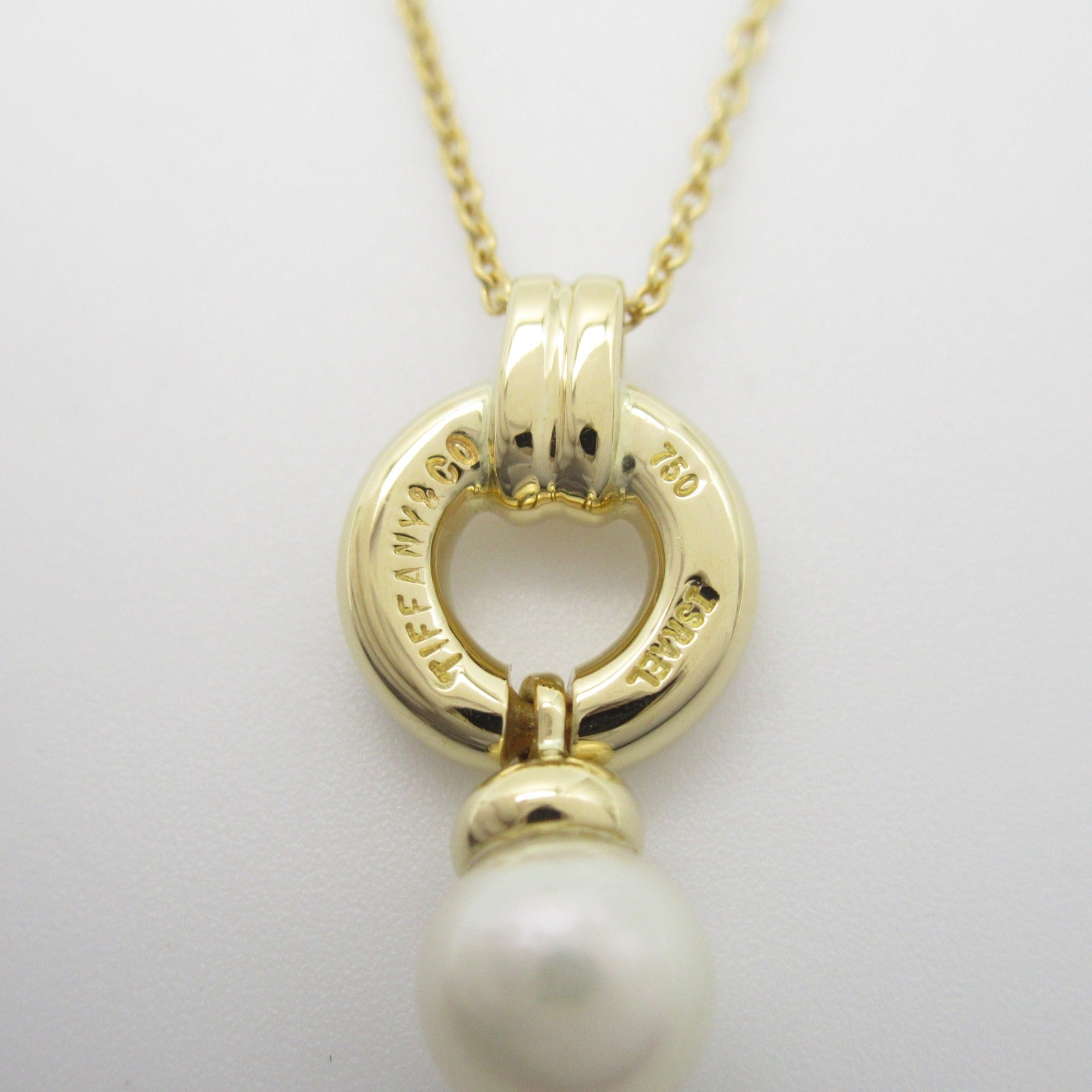 TIFFANY＆CO 【激減優惠】18K黃金Door Knock Pearl Diamond Necklace珍珠/鑽石項鍊