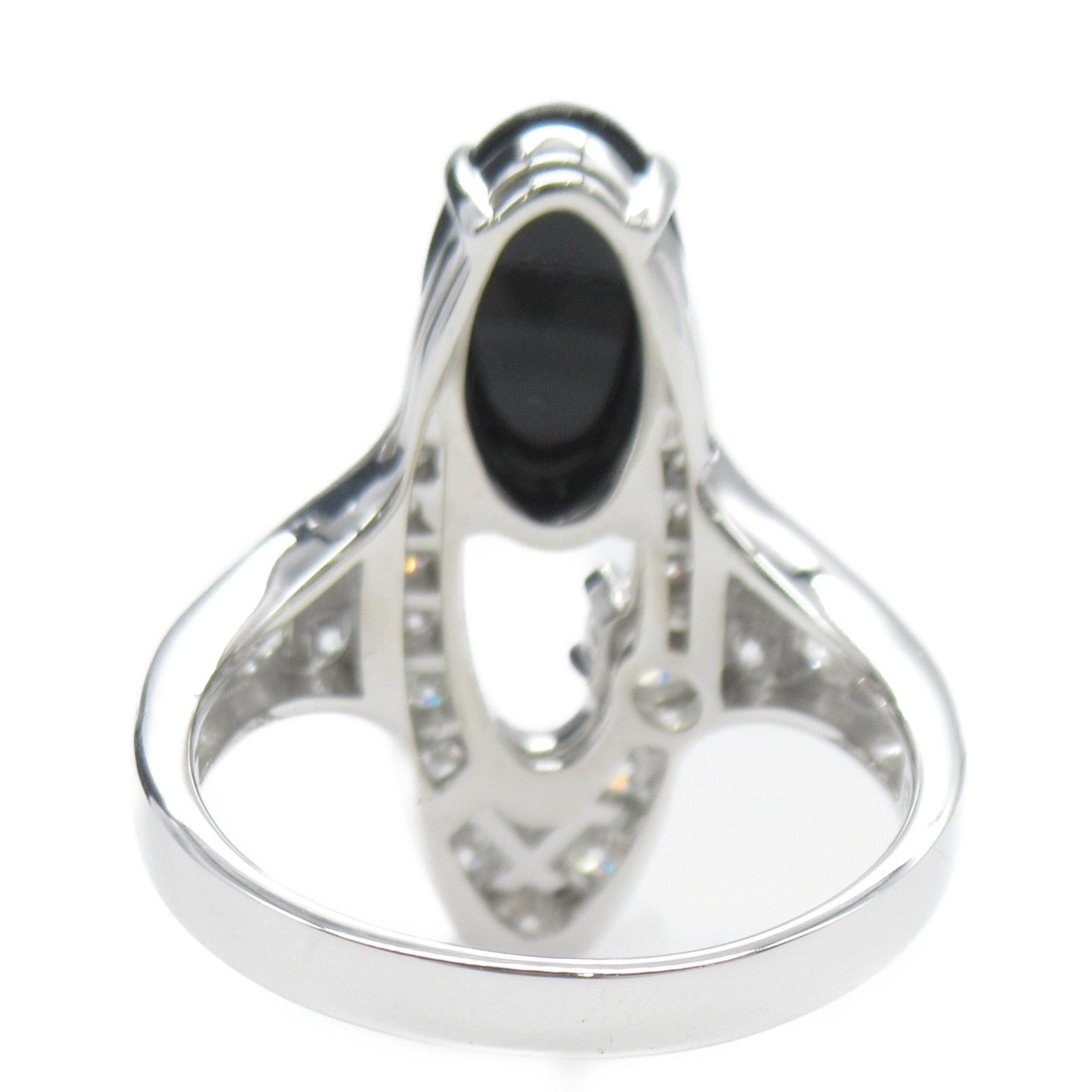 BVLGARI 18K白金Elisia Onyx Diamond Ring縞瑪瑙/鑽石戒指US#5.5/JP#10.5