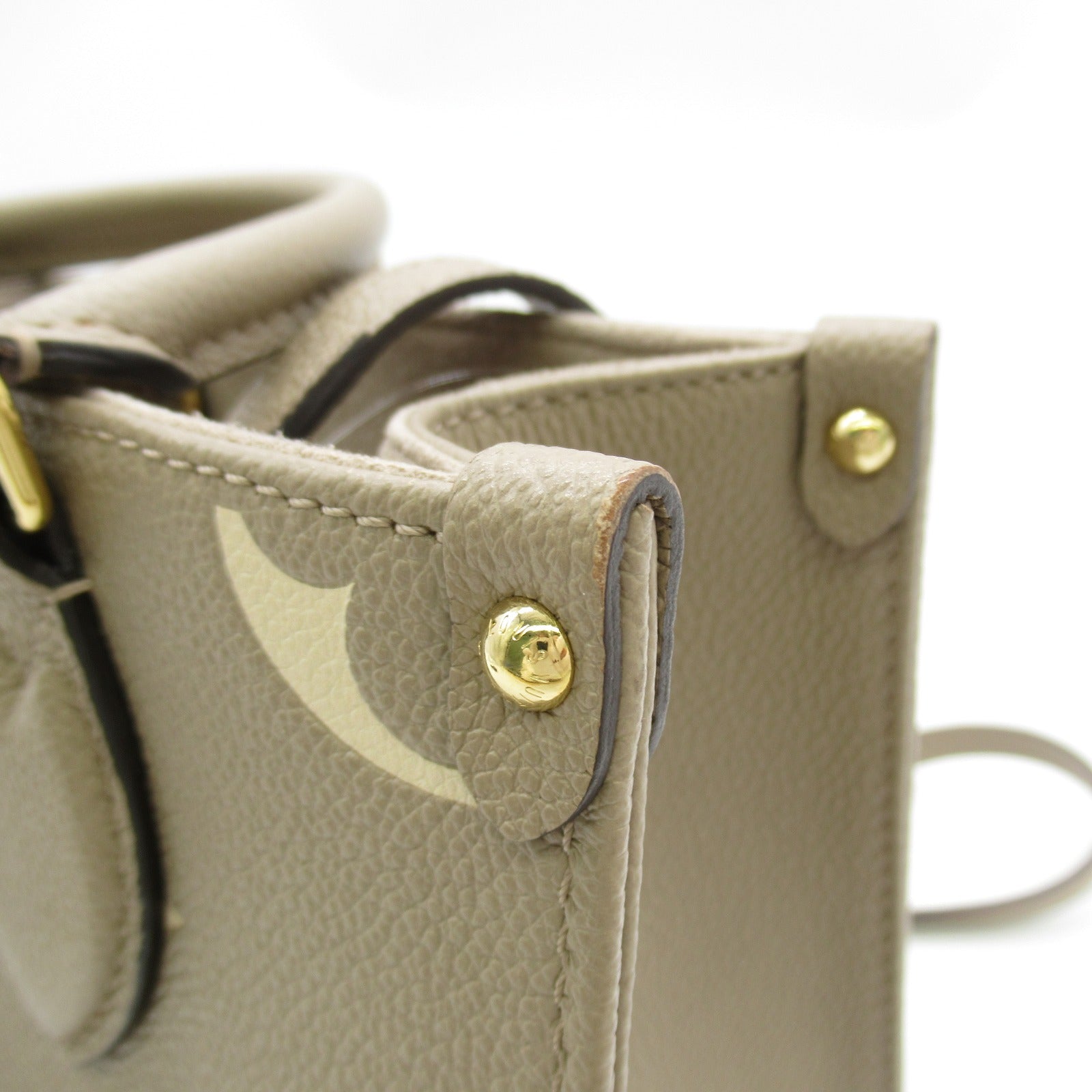 LOUIS VUITTON Monogram Empreinte OnTheGo PM金扣手挽肩背兩用袋米色