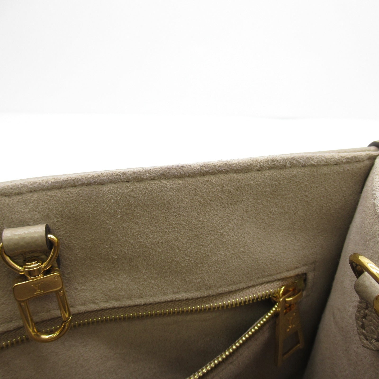 LOUIS VUITTON Monogram Empreinte OnTheGo PM金扣手挽肩背兩用袋米色