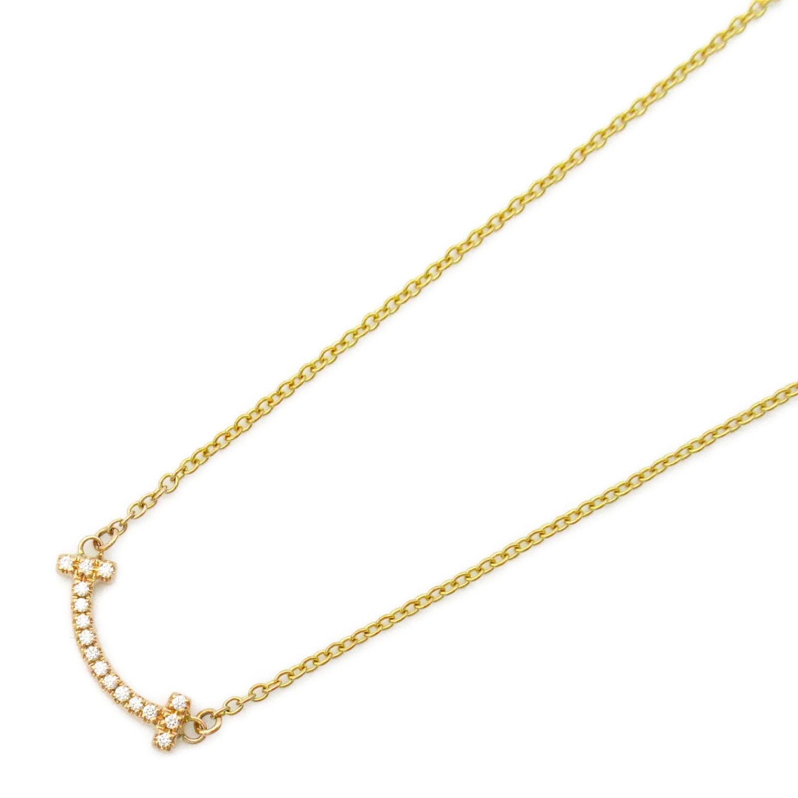 TIFFANY＆CO 【激減優惠】18K黃金T Smile Micro Diamond Necklace鑽石項鍊
