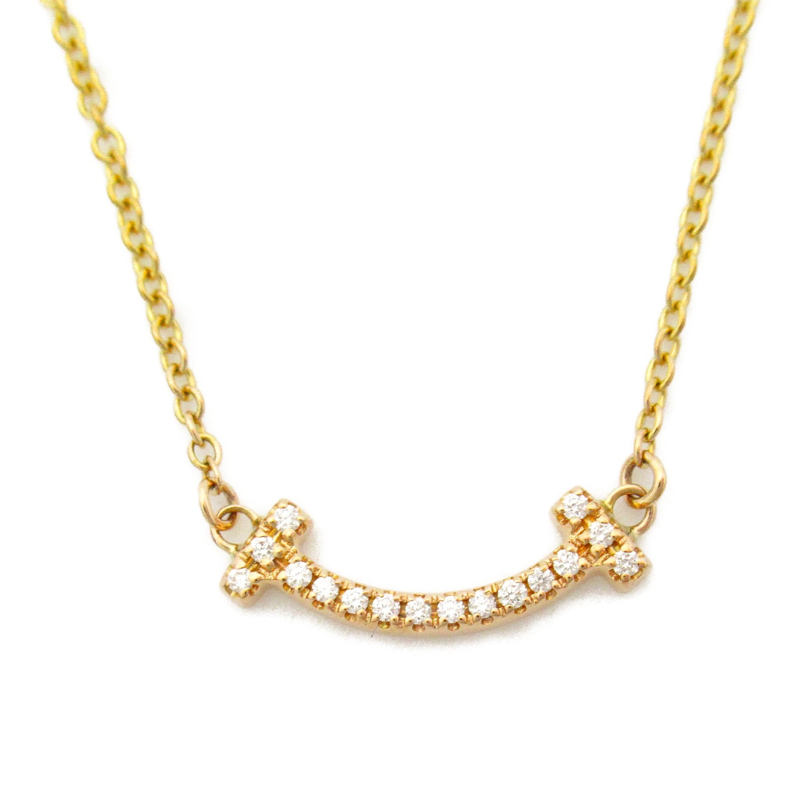 TIFFANY＆CO 【激減優惠】18K黃金T Smile Micro Diamond Necklace鑽石項鍊