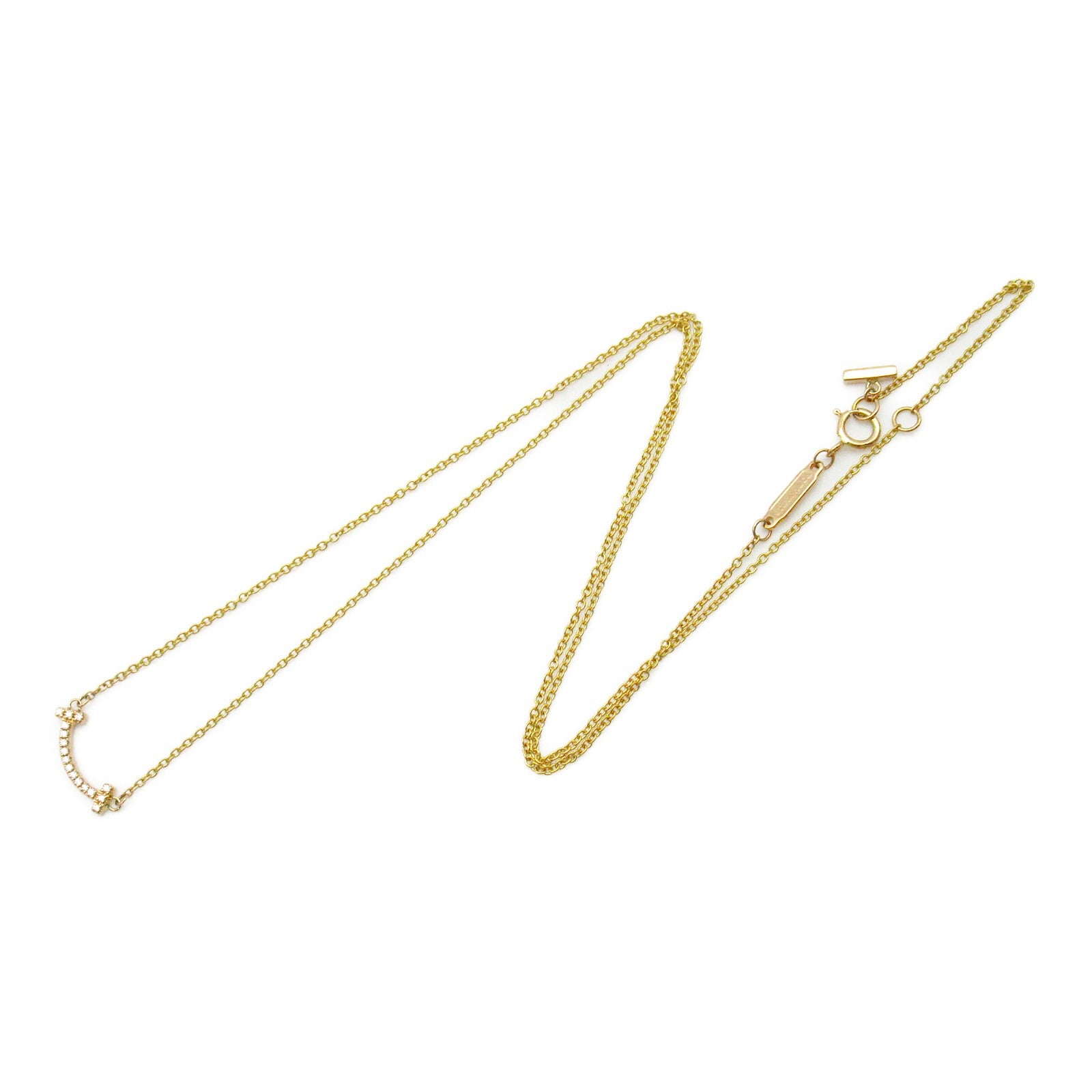 TIFFANY＆CO 【激減優惠】18K黃金T Smile Micro Diamond Necklace鑽石項鍊
