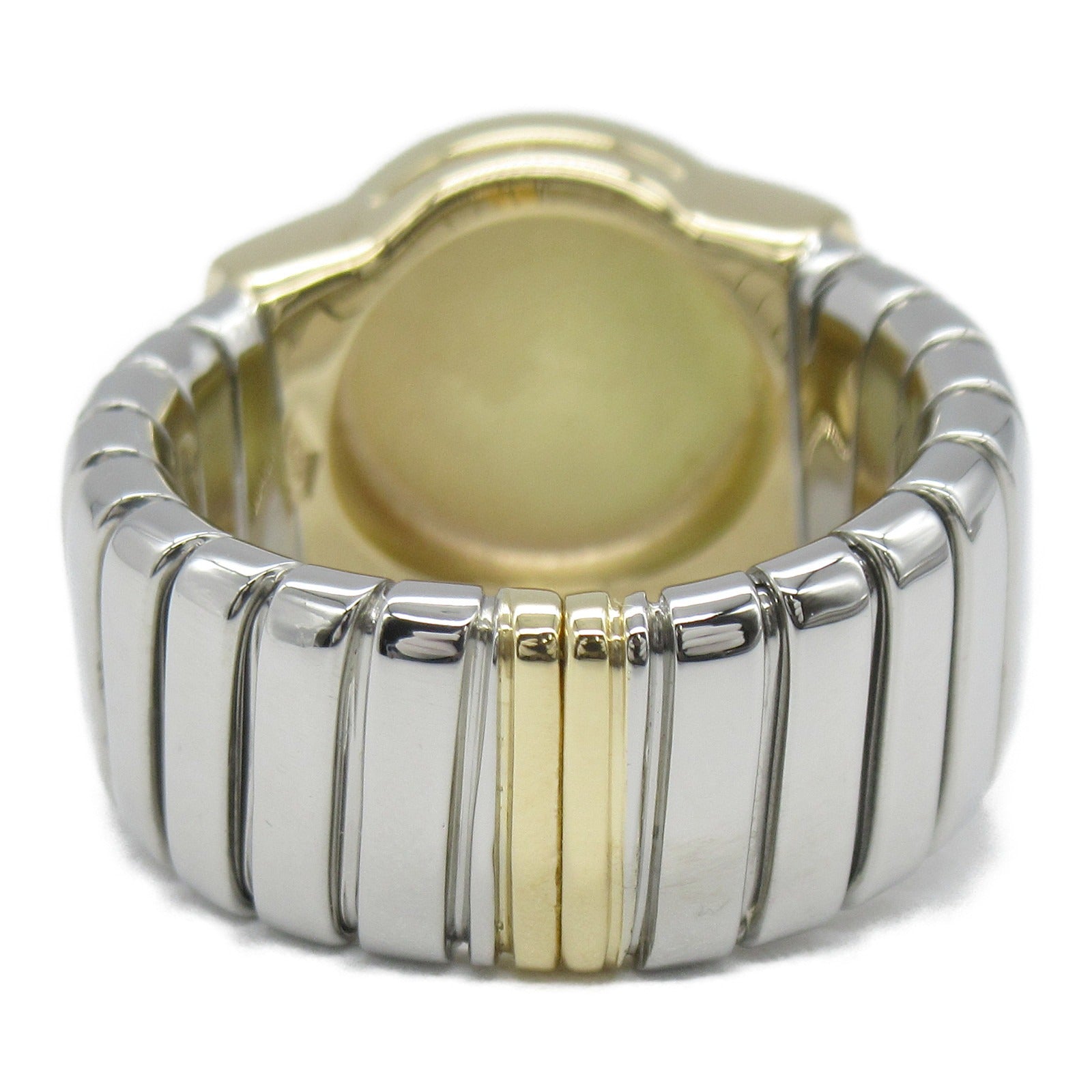 BVLGARI 18K黃金/不鏽鋼Bvlgari bvlgari Onyx Tubogas Ring縞瑪瑙戒指US#5/JP#9