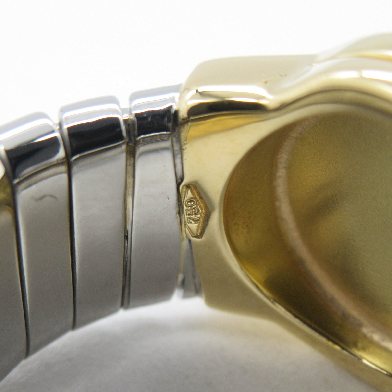 BVLGARI 18K黃金/不鏽鋼Bvlgari bvlgari Onyx Tubogas Ring縞瑪瑙戒指US#5/JP#9
