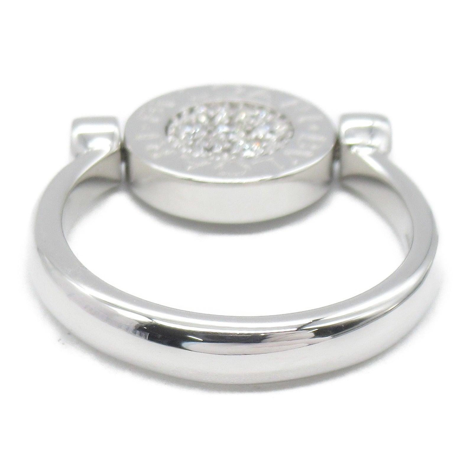 BVLGARI 18K白金Bvlgari Flip Onyx Diamond Ring縞瑪瑙/鑽石戒指US#5.75/JP#10/Bvlgari#51