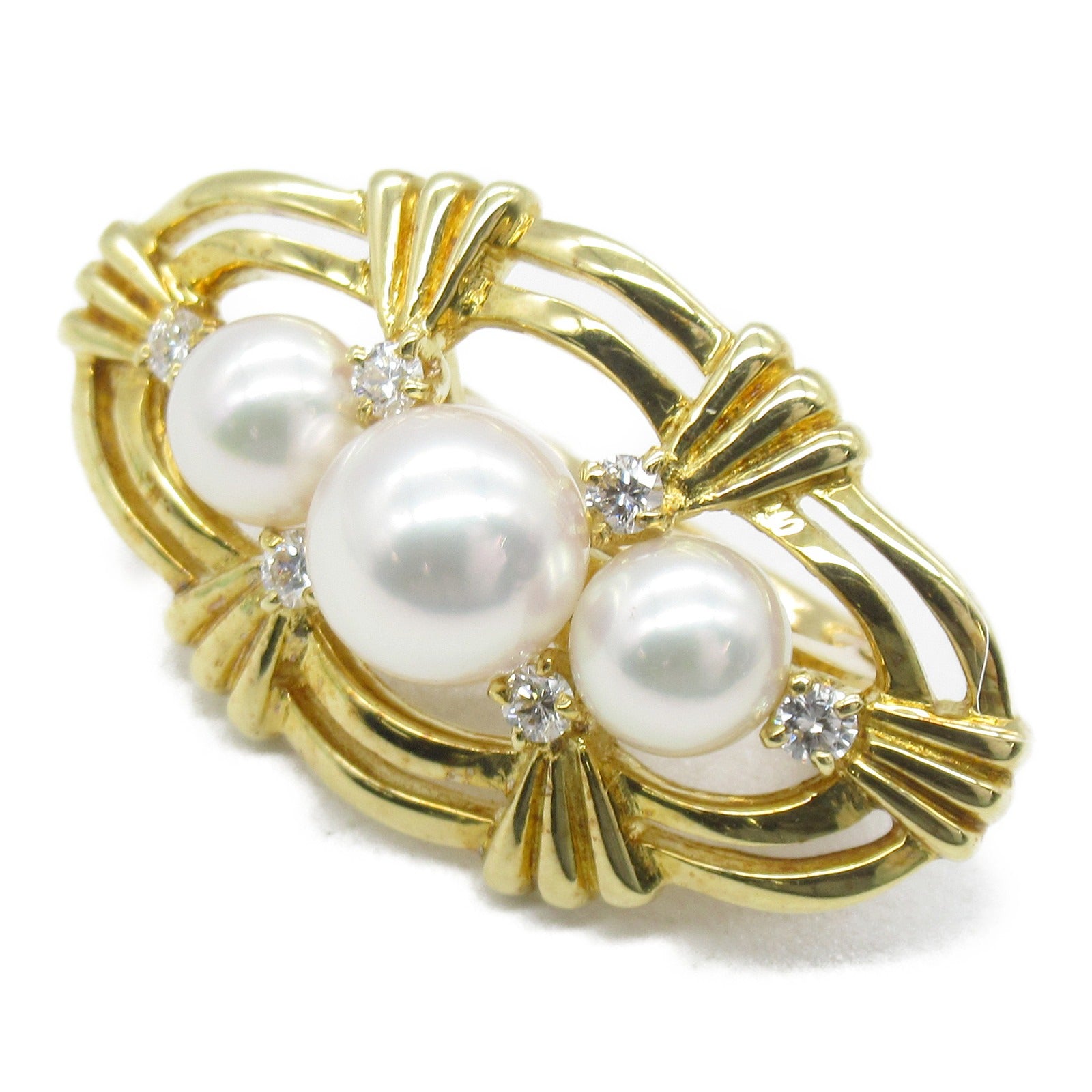 MIKIMOTO 【激減優惠】18K黃金Pearl/Diamond Pendant Top珍珠/鑽石吊墜