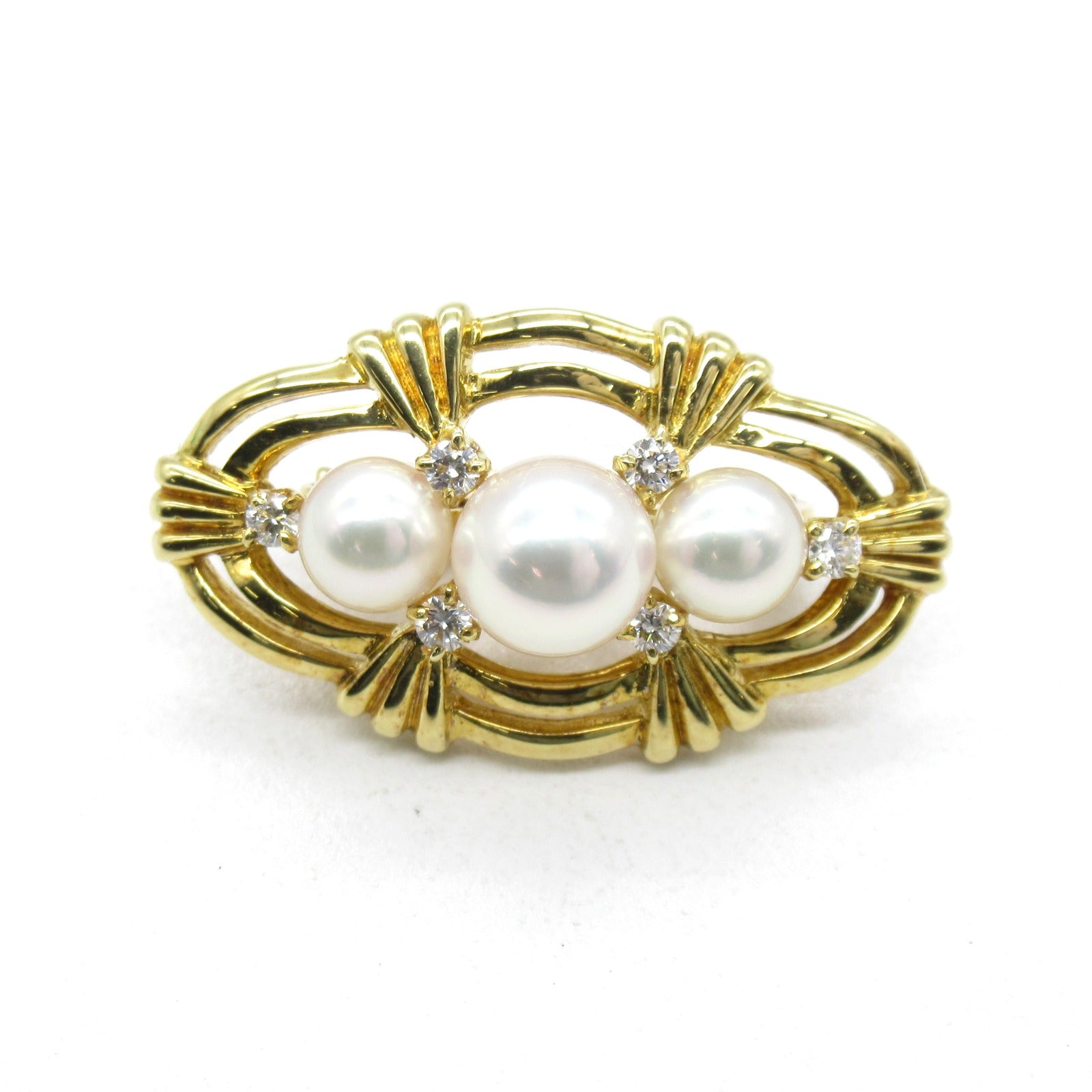 MIKIMOTO 【激減優惠】18K黃金Pearl/Diamond Pendant Top珍珠/鑽石吊墜