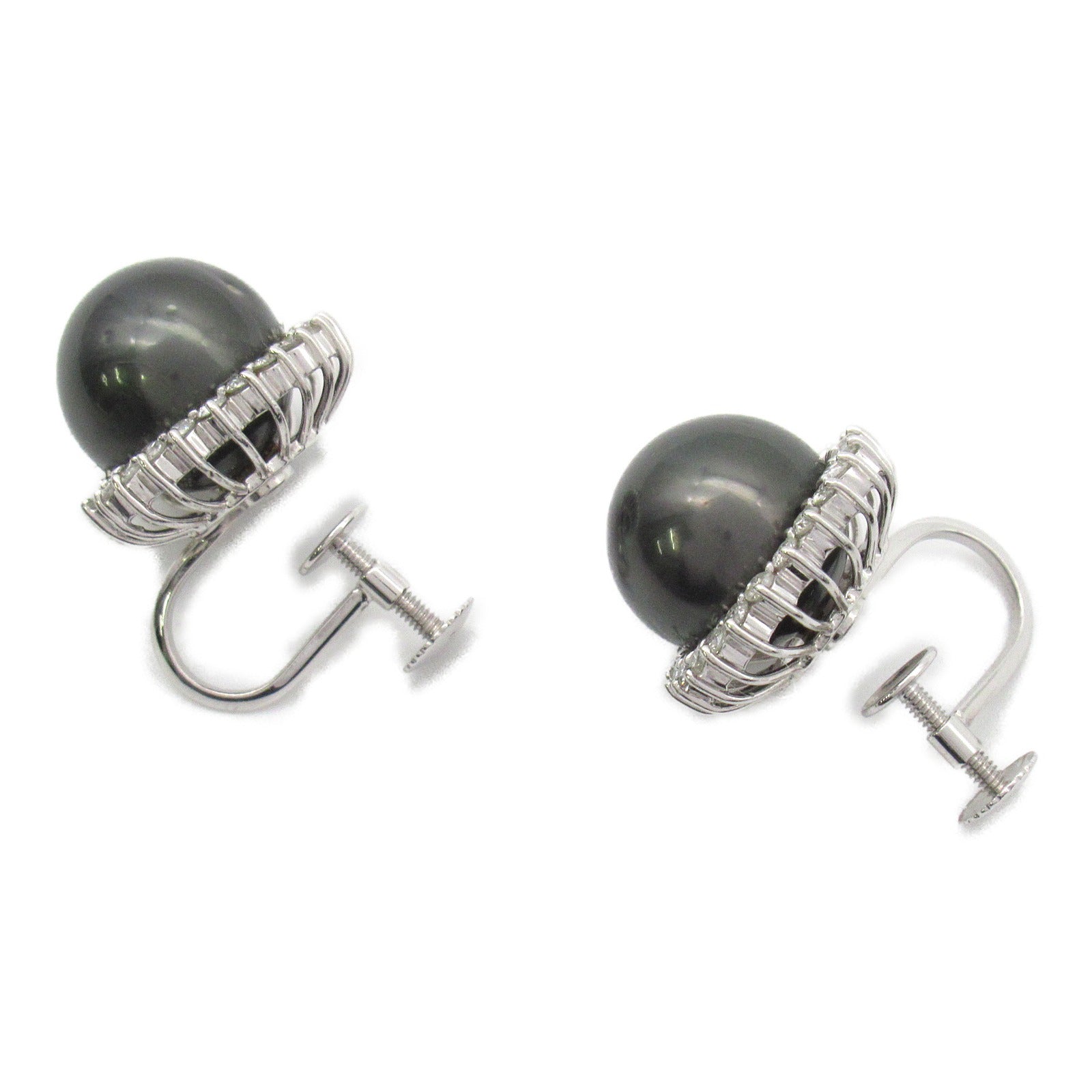 JEWELRY PT850鉑金Pearl Diamond Earrings 11.4mm珍珠/0.41ct鑽石耳環