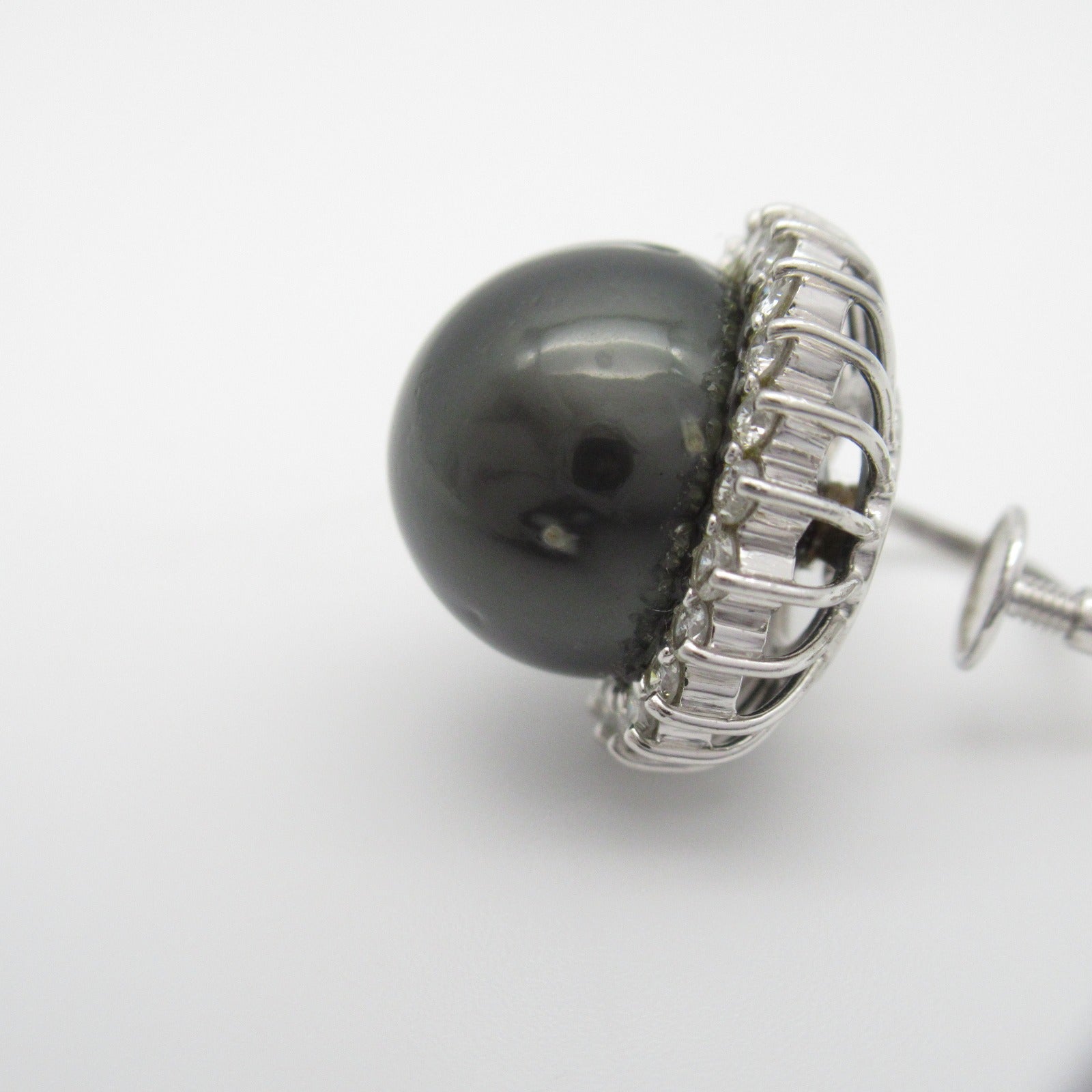 JEWELRY PT850鉑金Pearl Diamond Earrings 11.4mm珍珠/0.41ct鑽石耳環